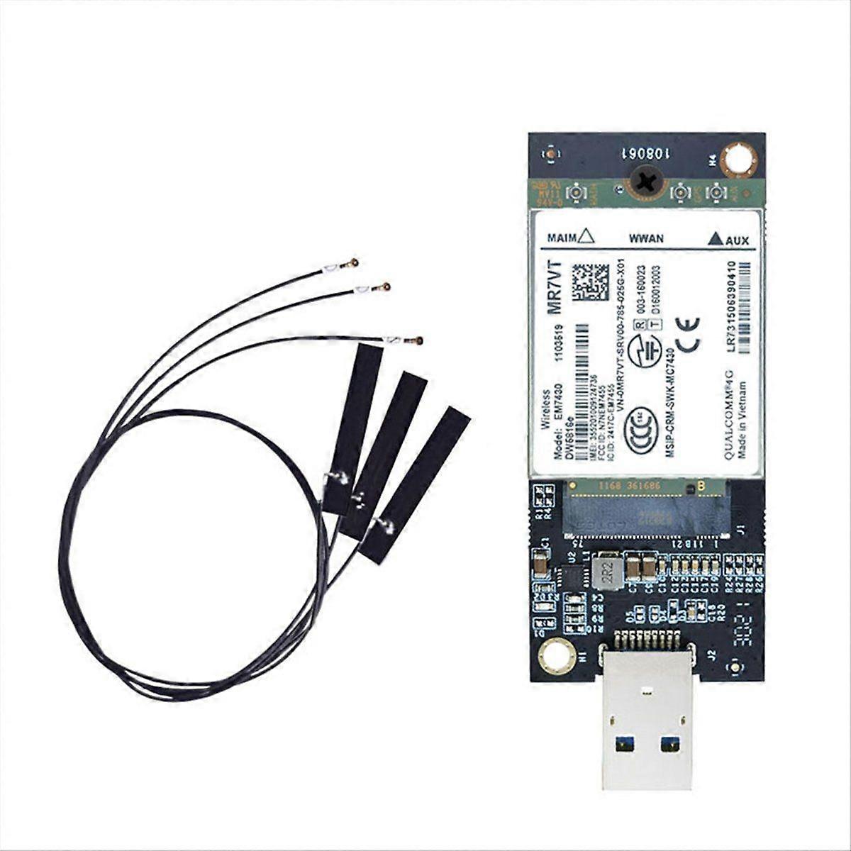 EM7430 WWAN Card+3XAntenna DW5816e CAT6 4G Module M2 IoT /Precision Laptop with WWAN to USB Adapter