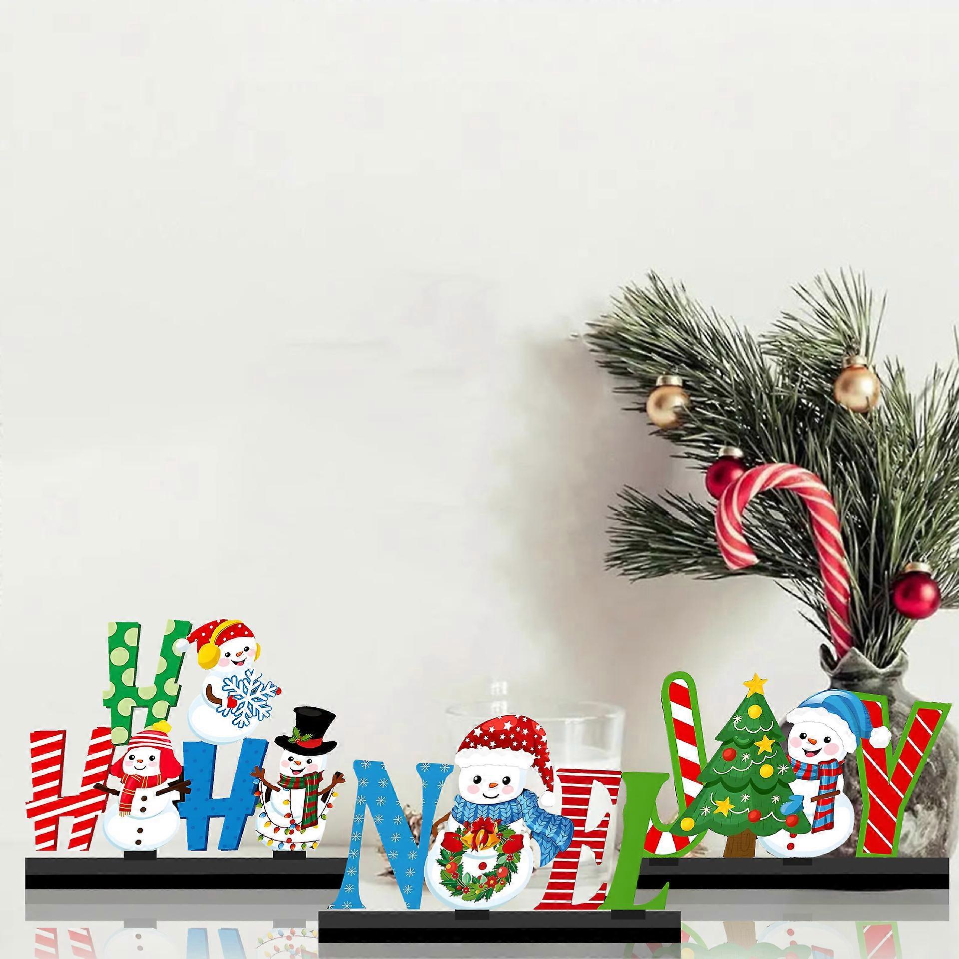 3-piece set of Christmas snowman wooden ornaments desktop decoration ornaments about Christmas desktop