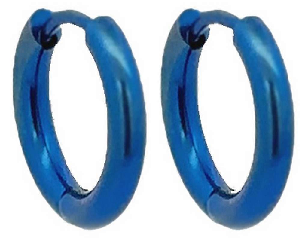 Ti2 Titanium Small Round Hinged Hoop Earrings - Dark Blue