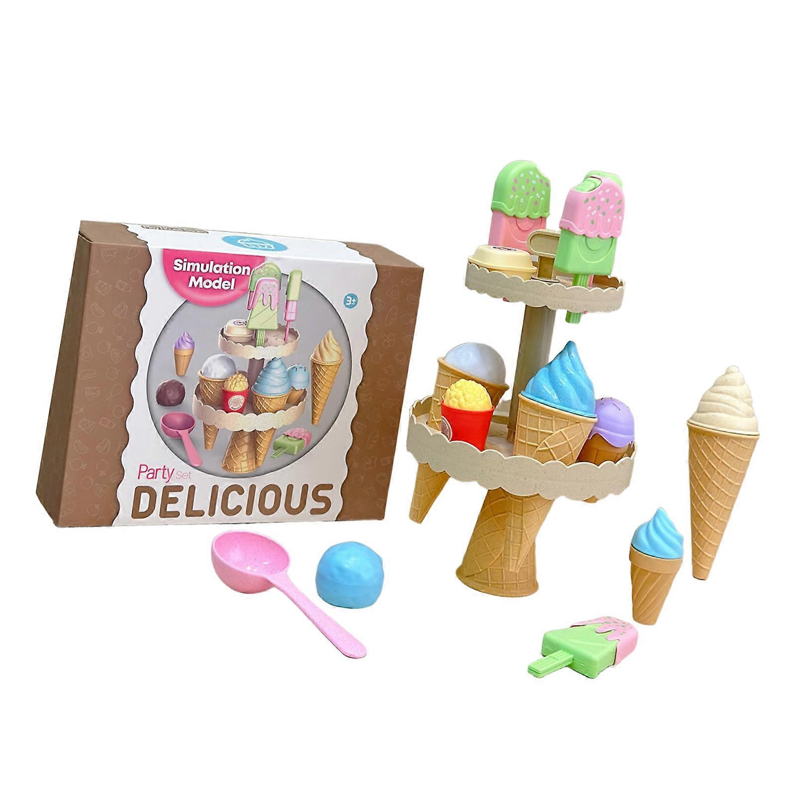 Kids Pretend Ice Cream Dessert Maker Toy With Removable Parts Safe Materials Enhances Imagination And Social Interaction Multicolor