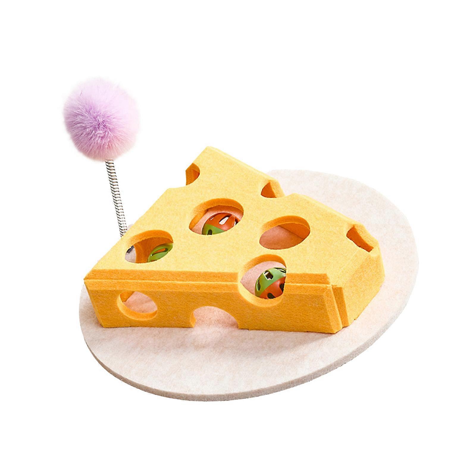 Multiple Functional Puss Exercise Toy Cheese Shape Plan Trailer Stick And Noise Maker For Alone Collaboration Multicolor