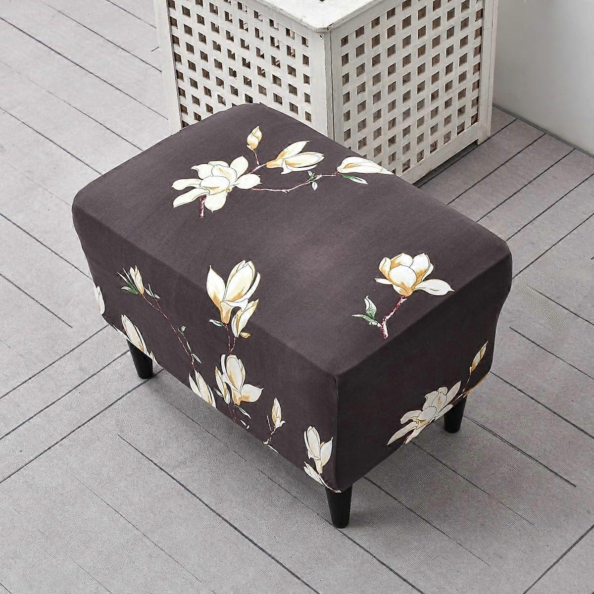 Stretch Ottoman Slipcover with Elastic Bottom for Rectangular Storage Footrest 15.7'x23.6' A35