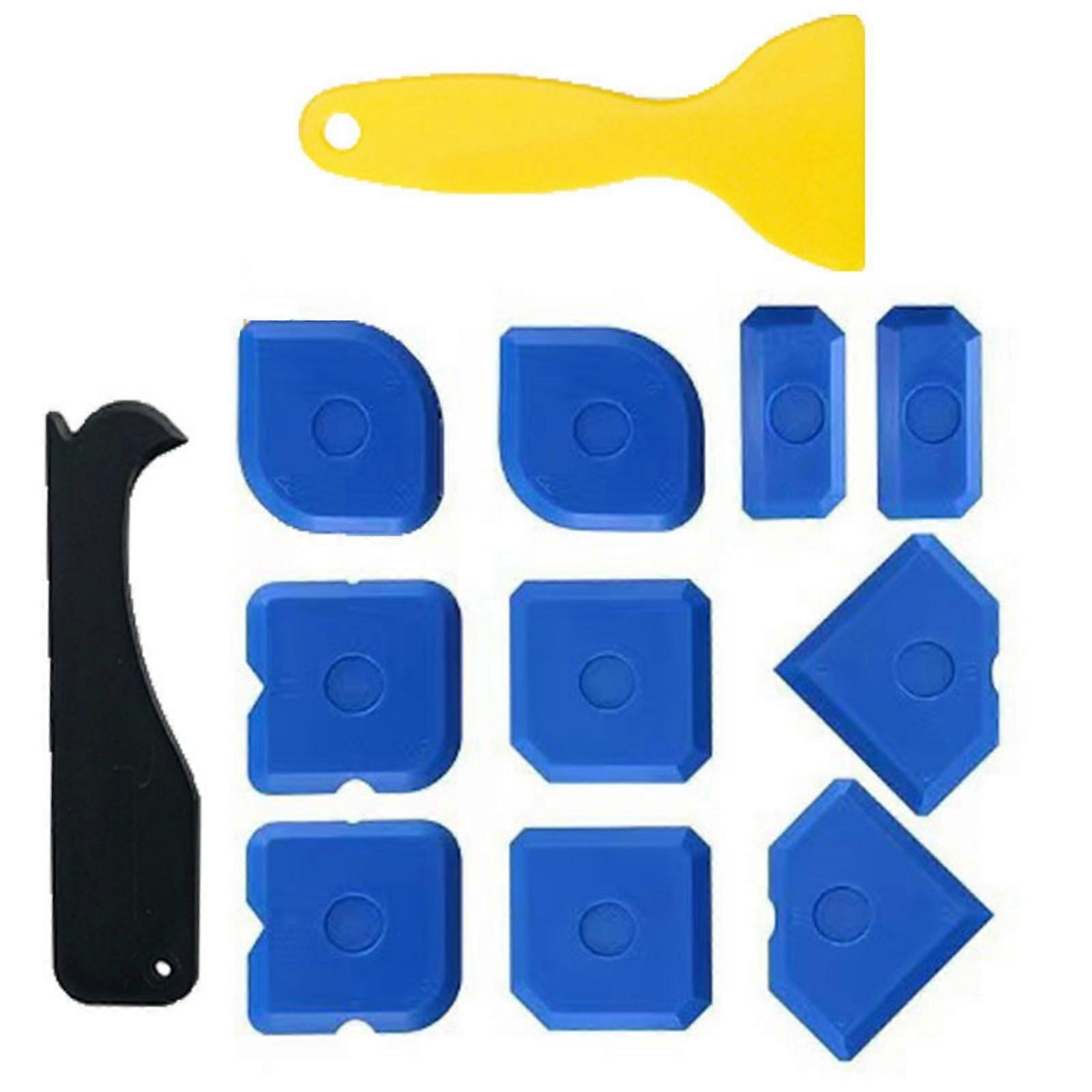 Complete 12Pcs Grout Scrapers Caulking Tool Kit Flexible Plastic Tool For Efficient Surfaces Gaps Maintenance Multicolor