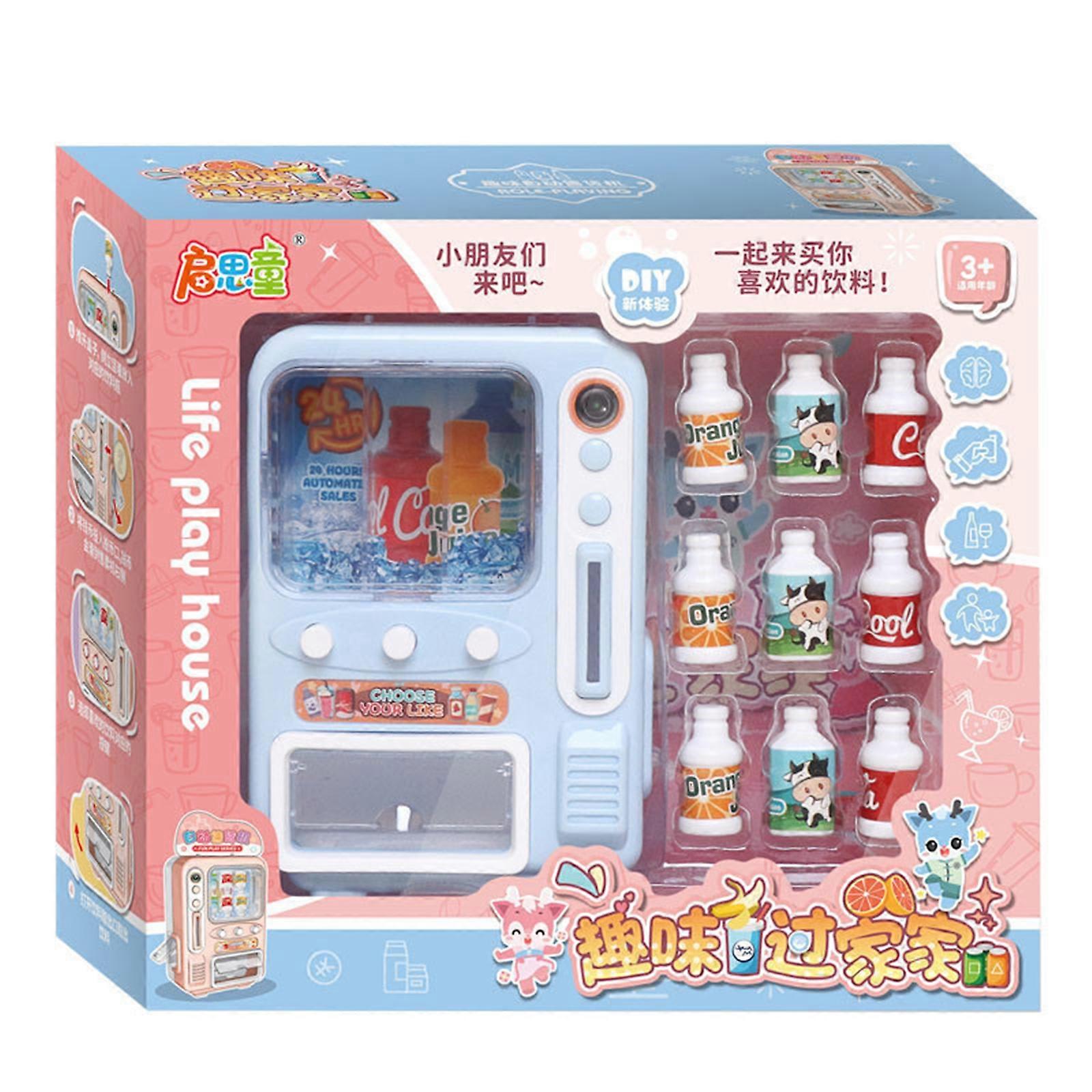 Role Play Vending Machine Toy Set With 9 Mini Drink Props For Interactive Dollhouses Game Multicolor