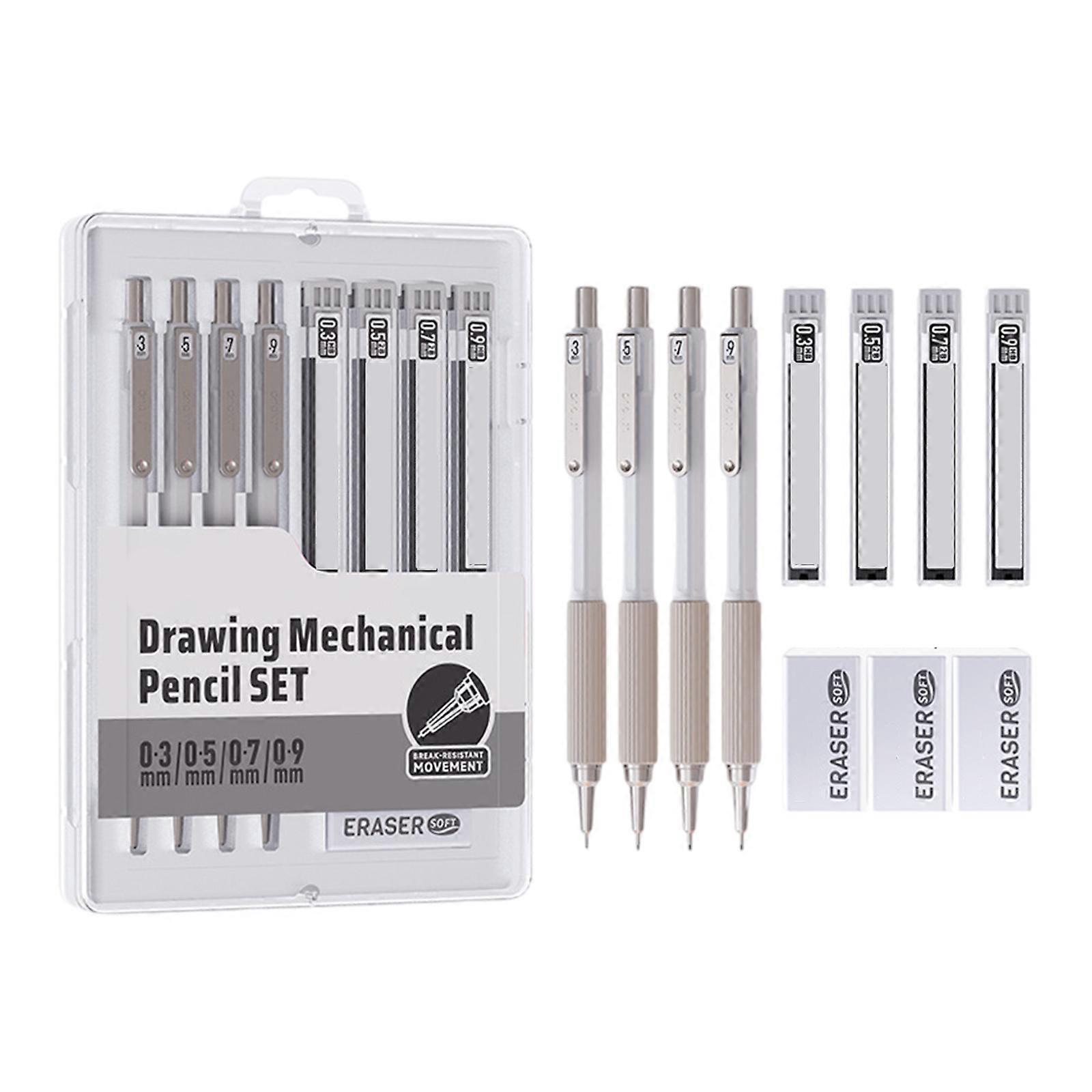 4 Size Metal Drafting Pencil Set Tall Accuracy Guide Mechanism For Engineering Drawing Creation Office School Use Permanent Metal Body Multicolor