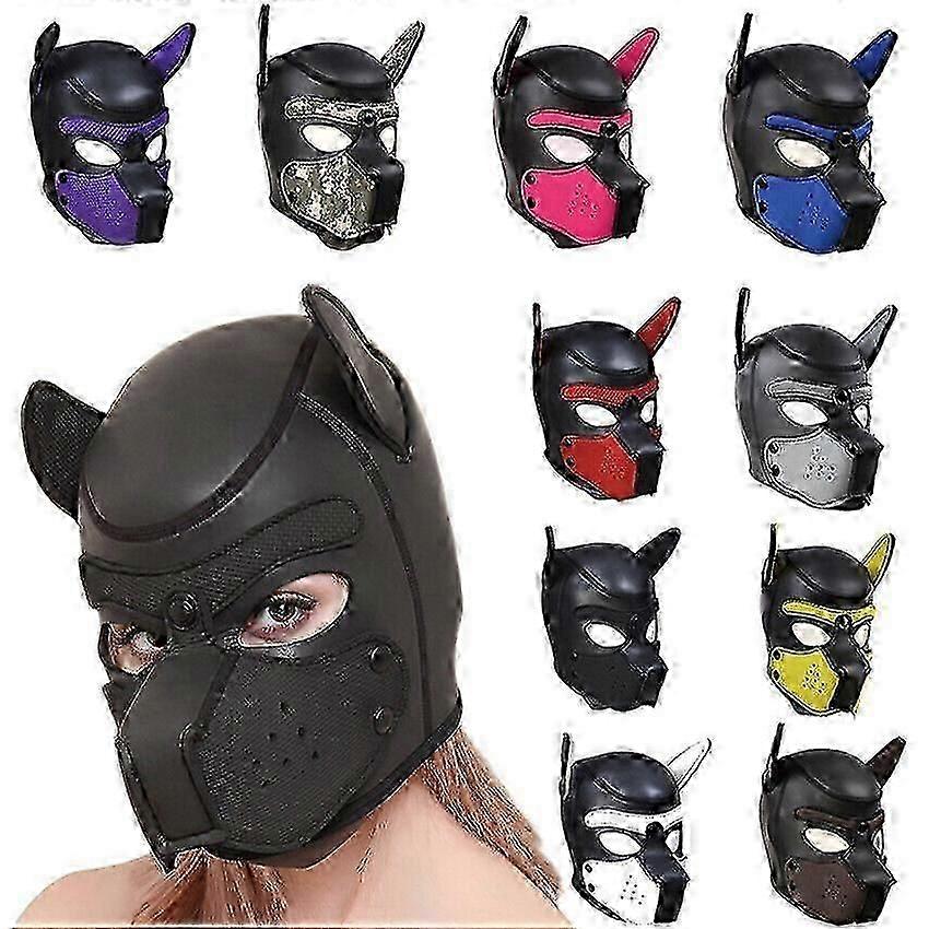 セクシーな犬のフルヘッドマスク大人のコスプレロールプレイソフトパッド入りラテックスラバー子犬