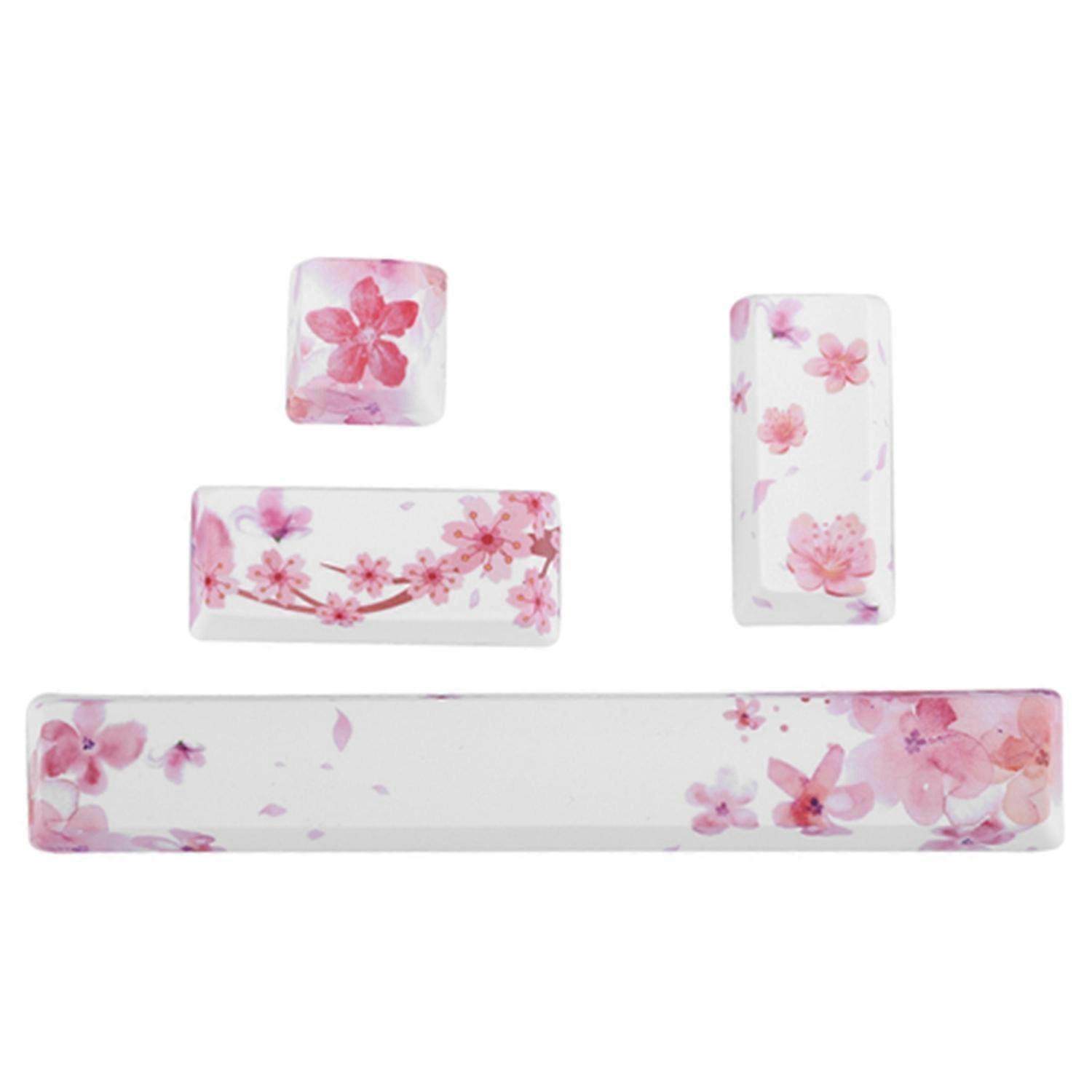 DIY Sakura Pattern Keycaps Space KeyESC KeyEnter KeyNumpad Enter Key Cap for Mechanical Keyboard(4Pc
