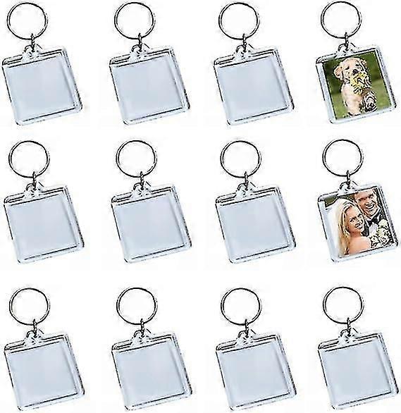 25pcs Clear Acrylic Photo Keychains Blank Square Shape Picture Frame Keychain Keyring Insert Personalized Keychain Snap In Insert Key Chain Keyrings