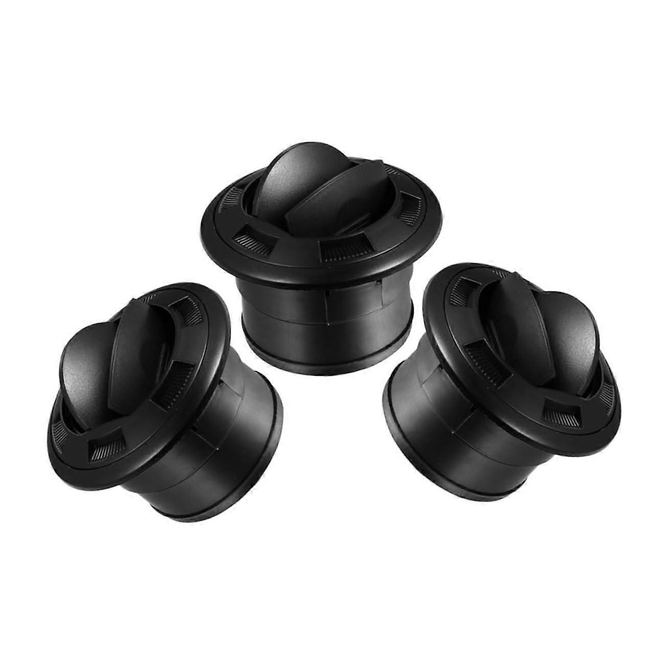 3pcs RV Air Conditioner Vent Round with Fixed Screws for Car Bus ATV Cabin Air Circulation Black