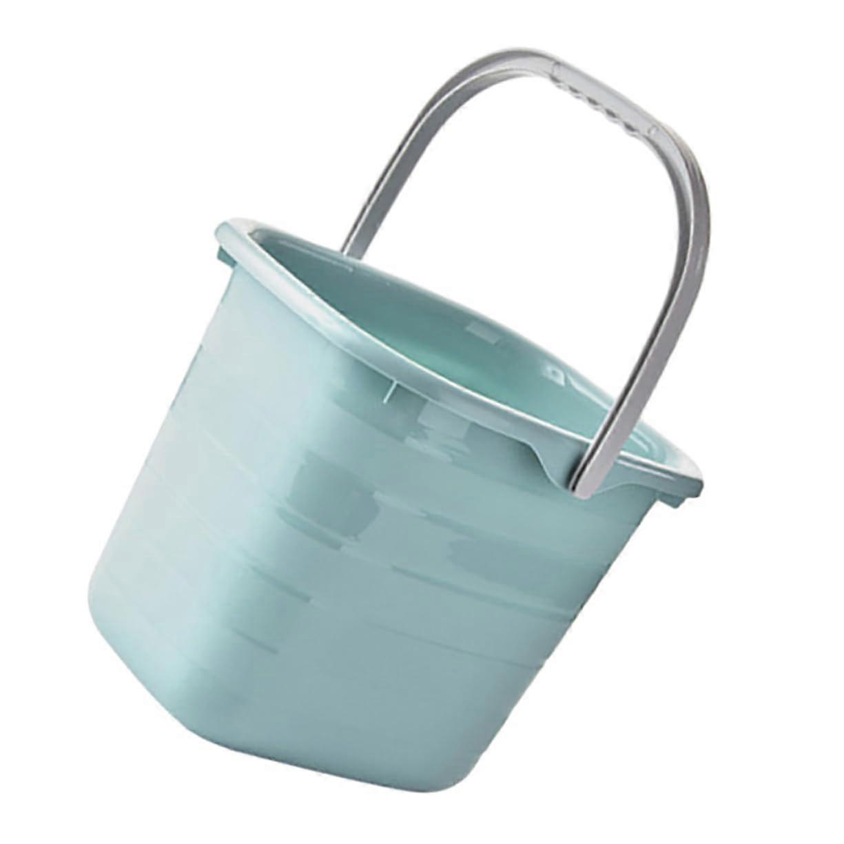 Plastic Water Bucket With Handle Portable Cleaning Container For Home Use Smooth Surface Easy To Clean