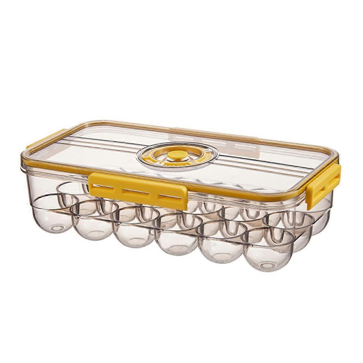 Reusable 18compartment Yellow Egg Box Stackable Egg Storage Tray For Kitchen And Fridge