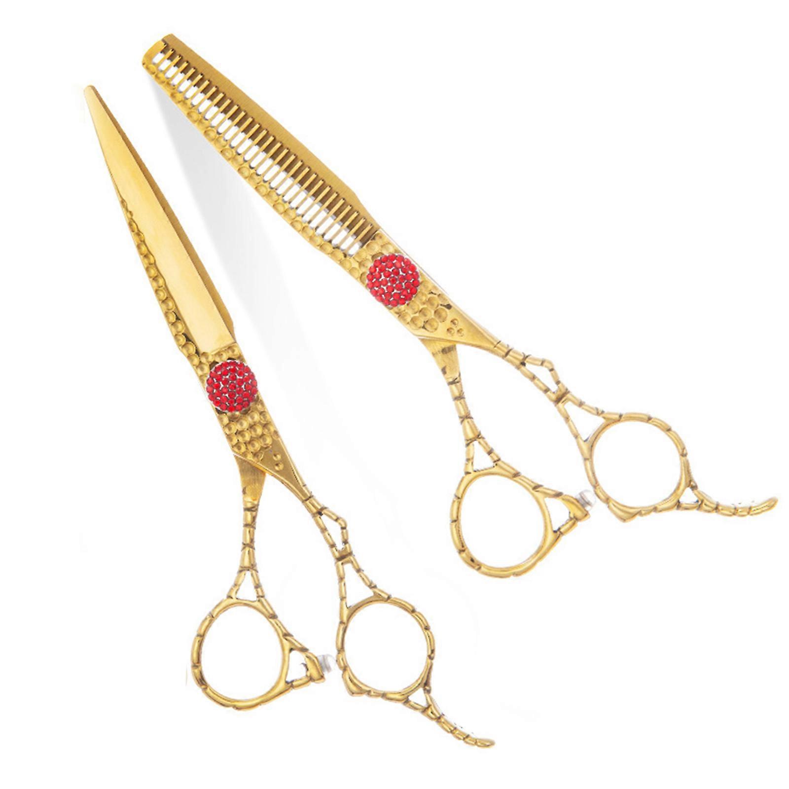 Lot de 2 ciseaux de coiffure professionnels multicolores.