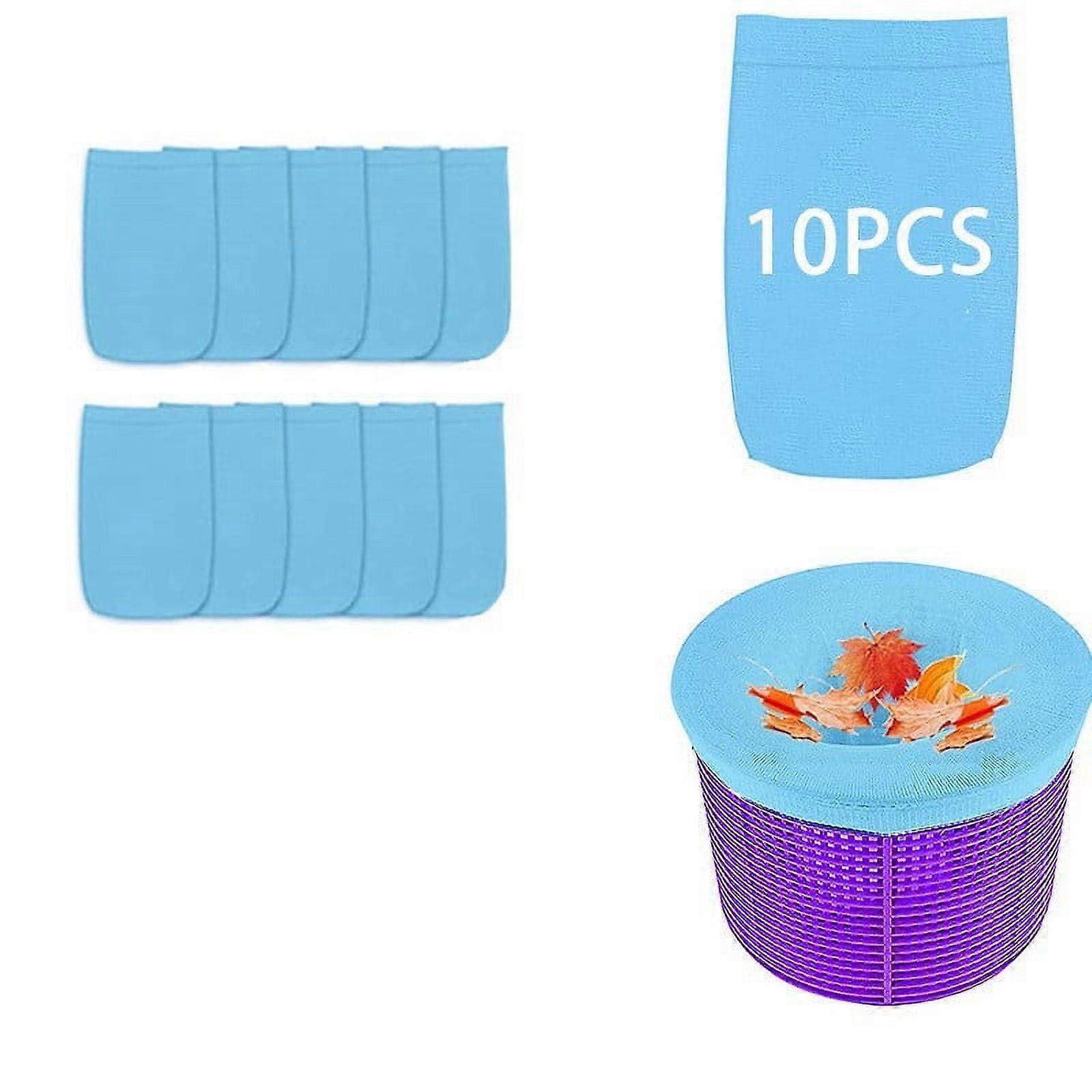 FloHua 10PCS Pool Skimmer Filter Socks, Blue, Ultra Fine Mesh for Above Ground & Inground Pools, compatible with skimmer basket