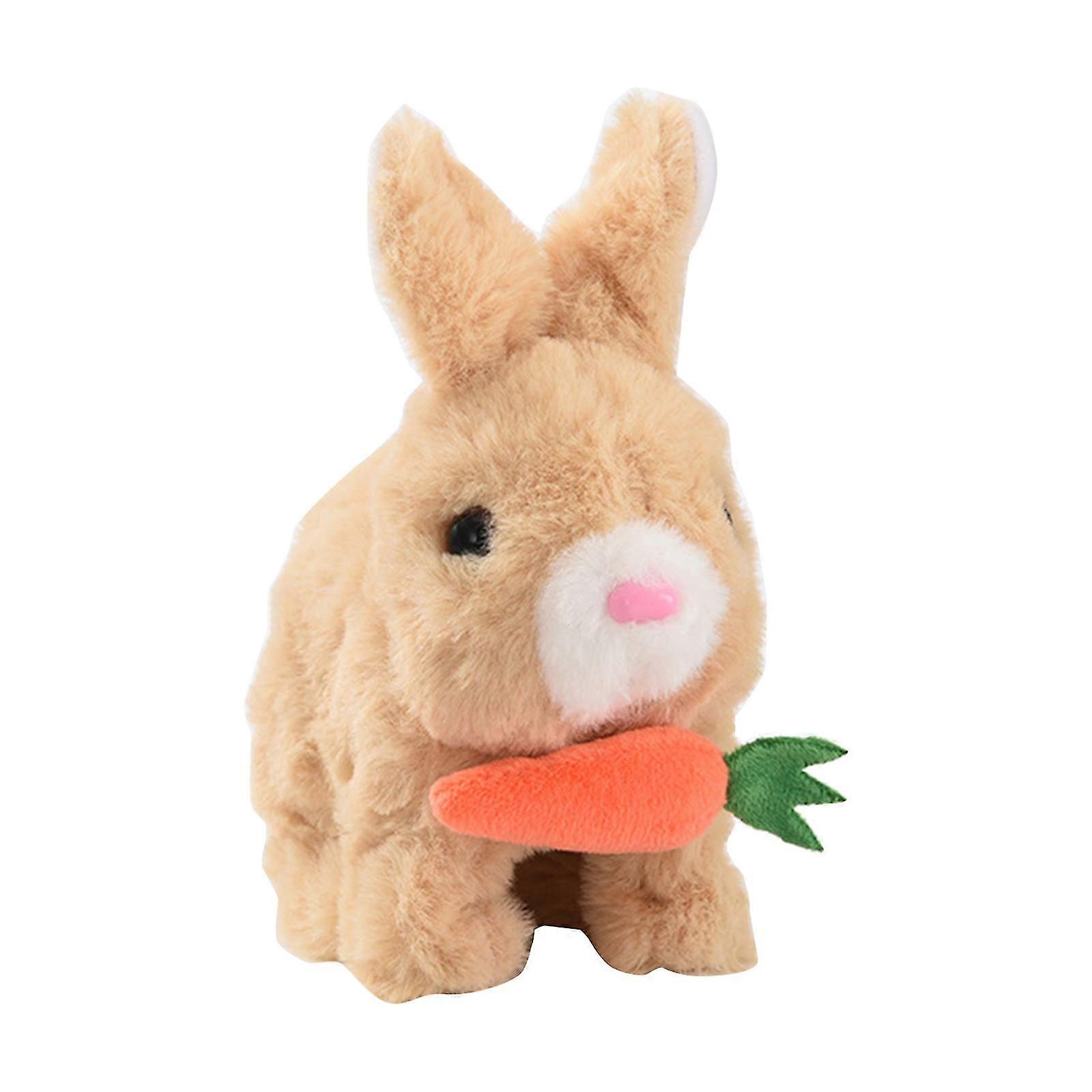 Electric Cute Stuffed Rabbit Toy That Can Hopping Speaks and Moves Captivating Kids Girl Boy Birthday Christmas Gift Carrot rabbit white
