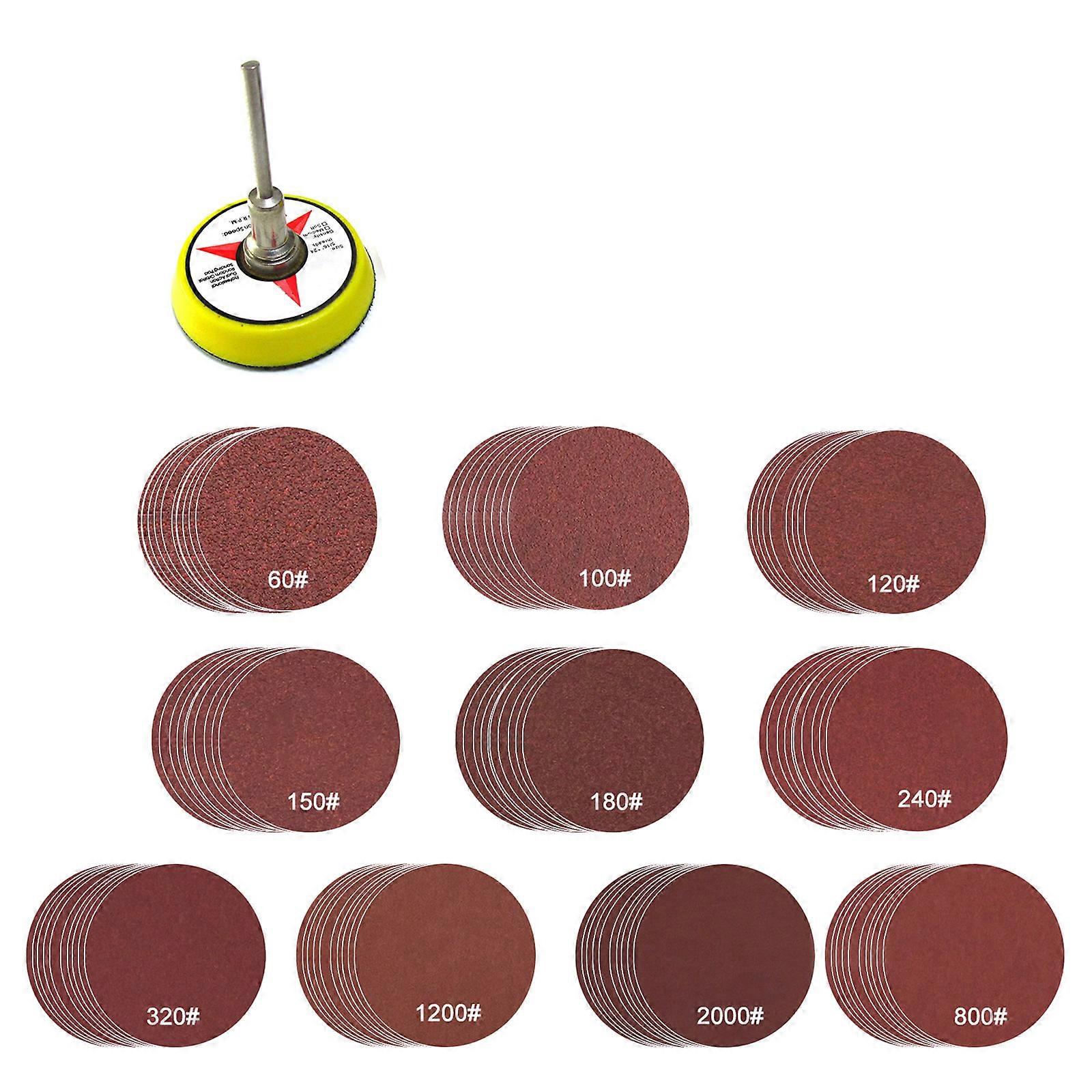 52/102Pcs Sanding Discs 60-2000 Grits Round Sandpaper Hook and Loop for Backing Plate Drill Grinder Rotary Tool Multicolor