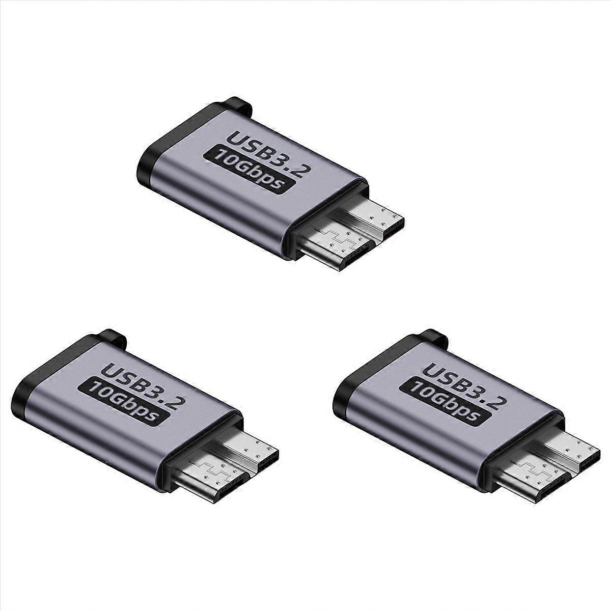 3X Micro-B Male to Type C Female Adapter Type-C USB3.0 Micro-B Connector for External Hard Drive Dis