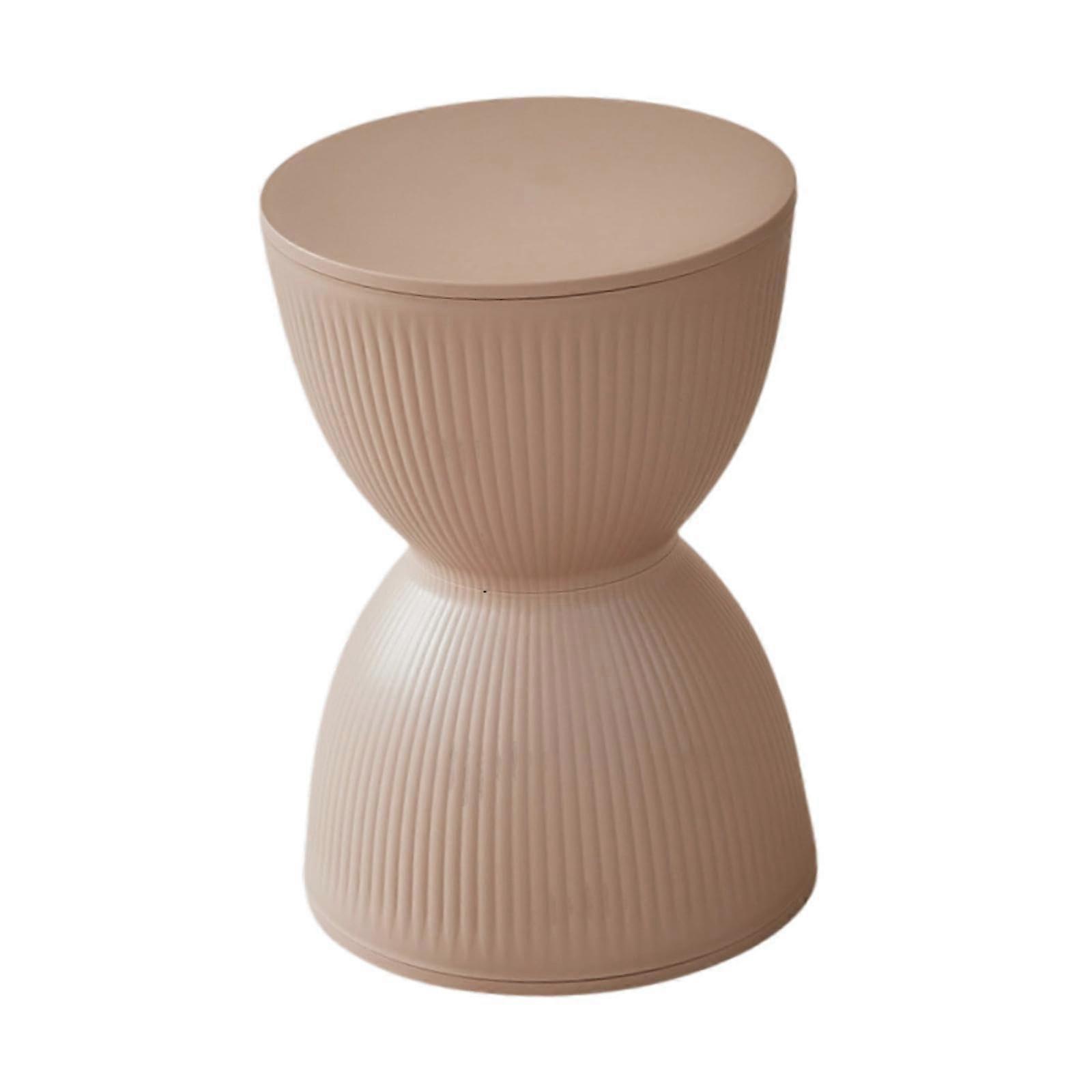 Round Foot Stool Ottoman with Khaki Fabric for Shoe Changing, Nursery, Entryway, Small Nordic Seat