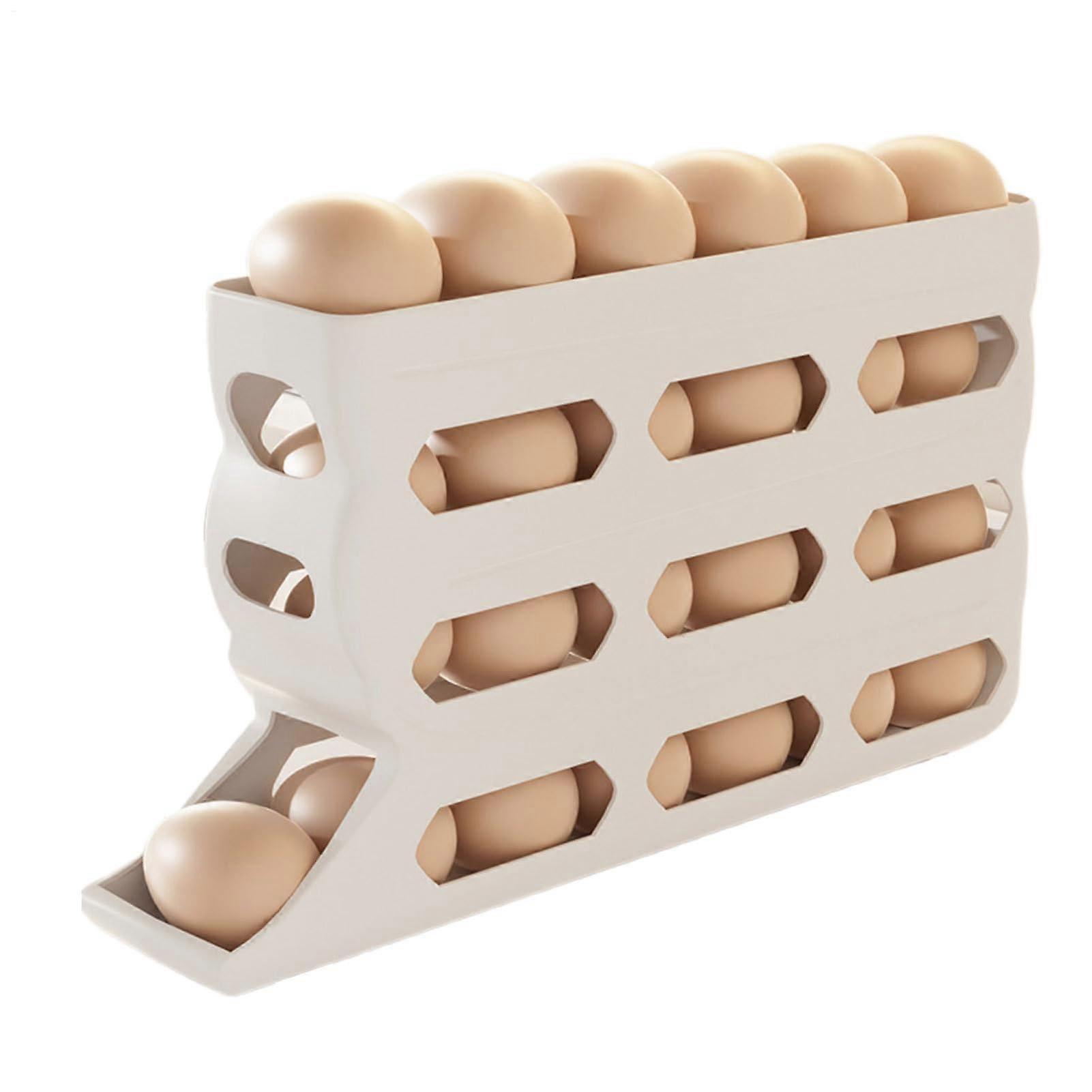 Egg Container 4Layer Refrigerator Egg Box With Automatic Lid 30Unit NonSlip White For Commercial Bakery Counters