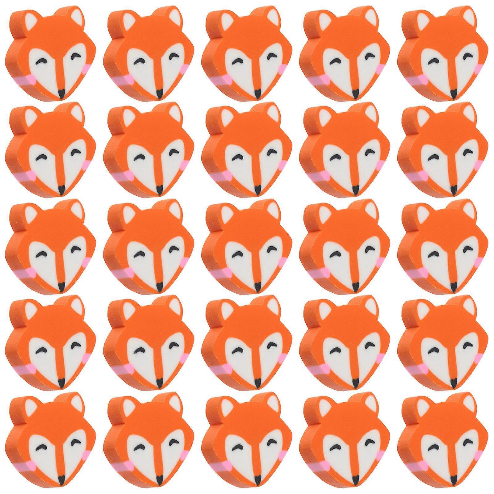 Fox Eraser Multifunction Erasers for Students 50Pcs Portable Orange Design