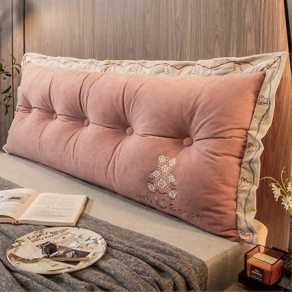 Backrest Pillow for Sitting Up in Bed with Ergonomic Wedge Support, Removable Cover, Pink 47.2x24x6