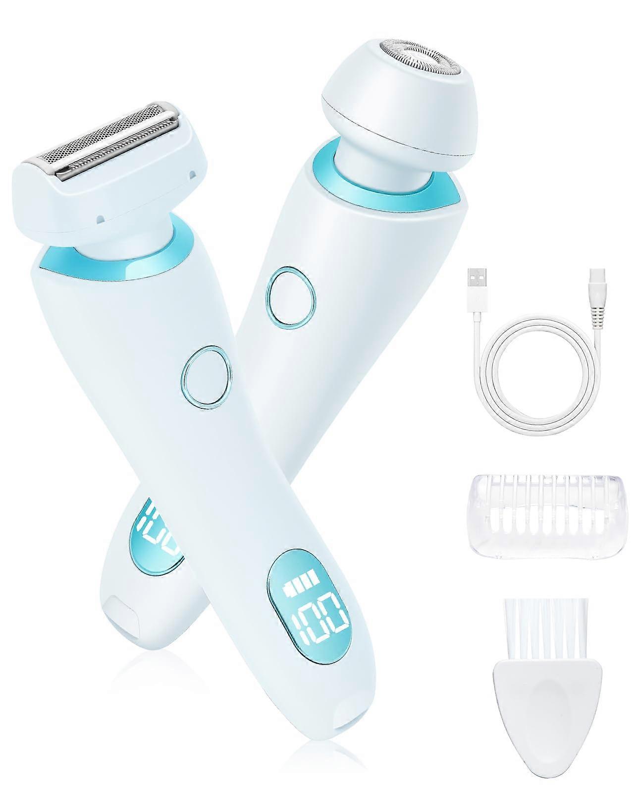 Electric Bikini Trimmer with Precision Head, Waterproof Painless Razor for Women, Wet and Dry Use, Rechargeable Blue