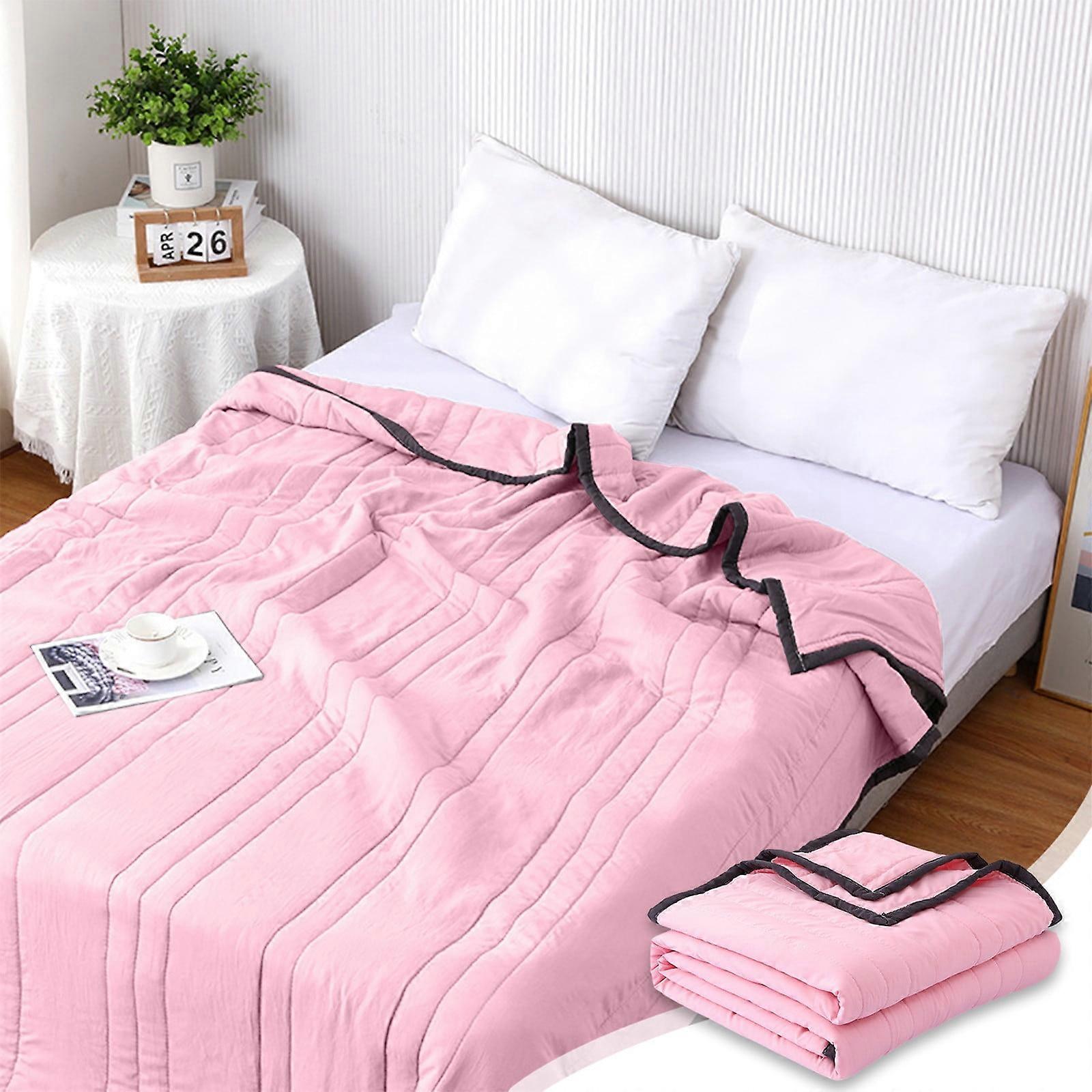 Loyerfyivos Cooling Comforter, Double-Sided Cool Tech, Soft & Breathable Duvet Insert for Hot Sleepers, King, Pink, 70.86"x78.74"