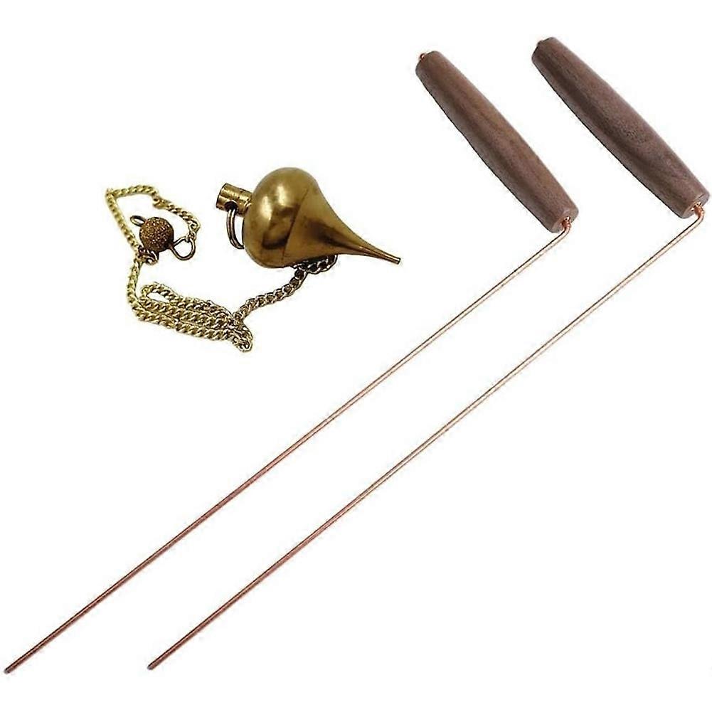 Metal Detection Dowsing Rod Kit with Pure Copper Rods Walnut Handles for Mineral Exploration Water Finding Complete Set