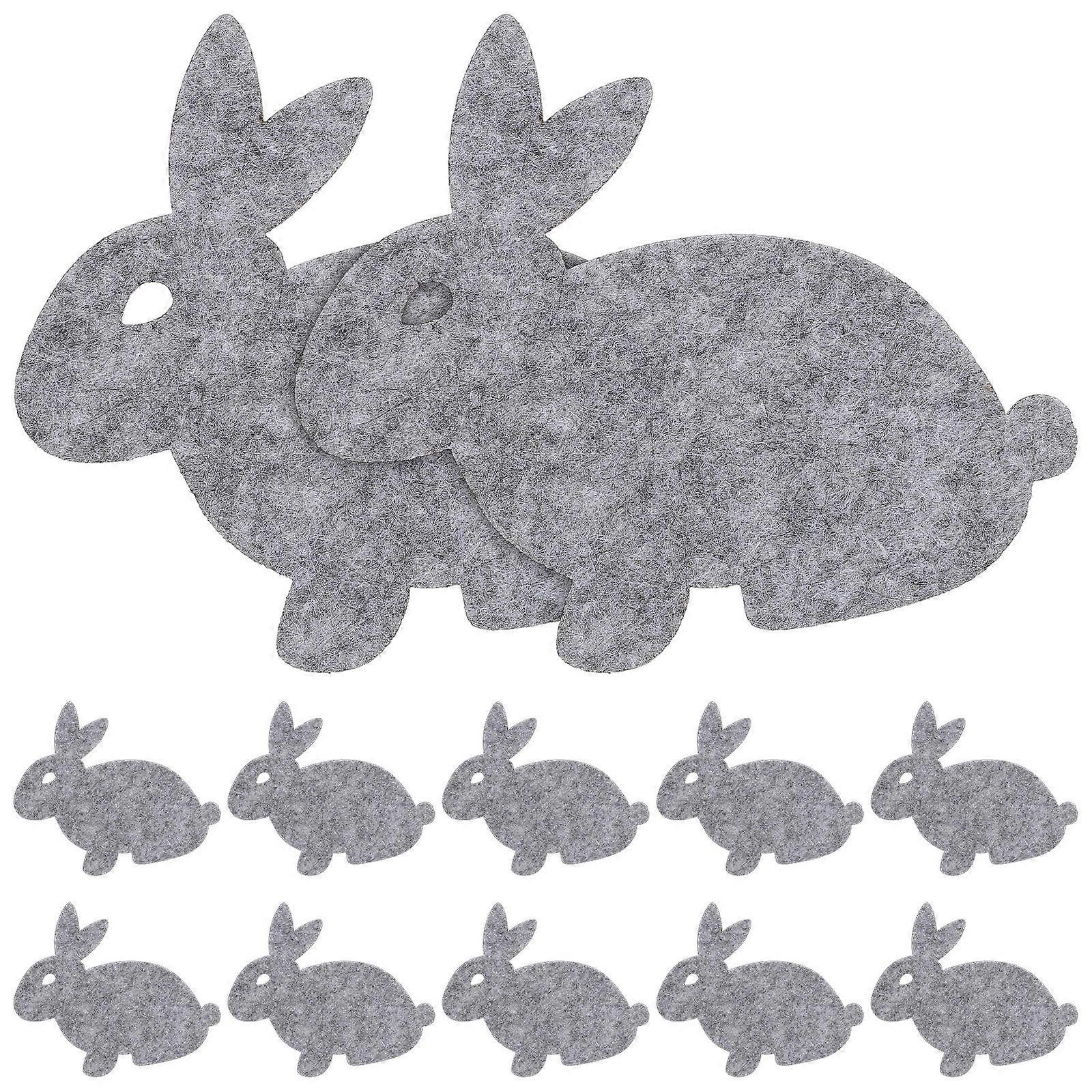 Grey Easter Coasters Rabbit Pattern Table Mat for 12Pcs Fabric Set
