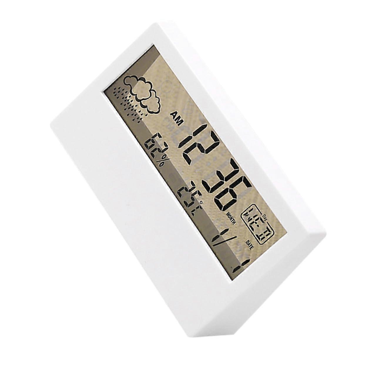 Digital Alarm Clock with Calendar Temperature Weather Display LED Desk Silent Luminous Screen for Bedroom Office