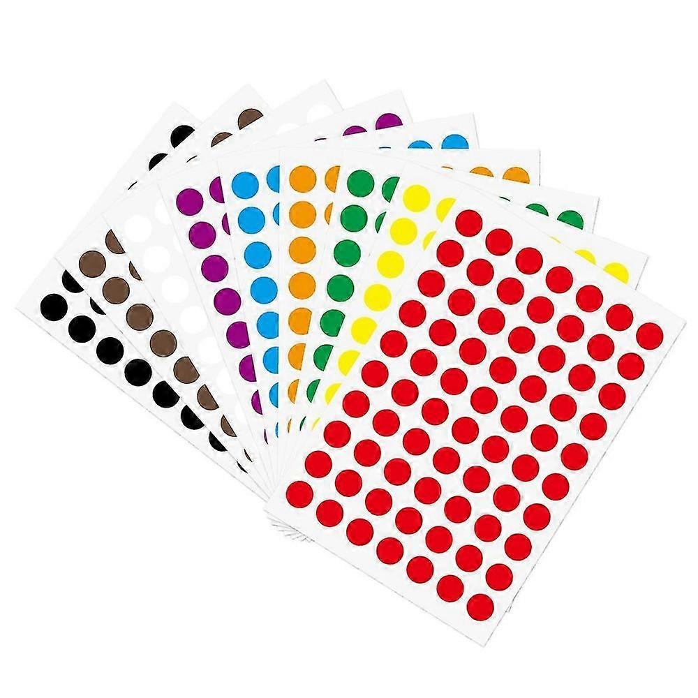 10mm Round Color-Coded Dot Stickers, 10 Assorted Colors, 10-Sheet Pack
