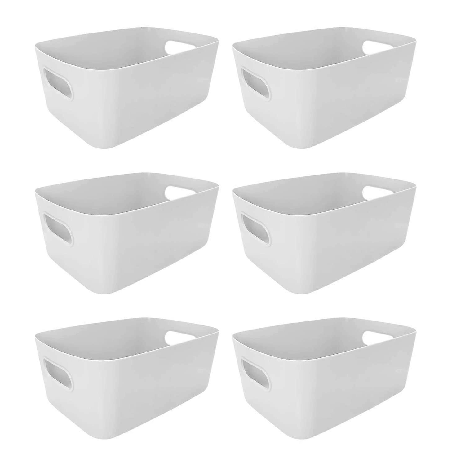 6 Pcs Plastic Storage Bins with Handles, Stackable Clear Pantry Organizer Baskets for Kitchen