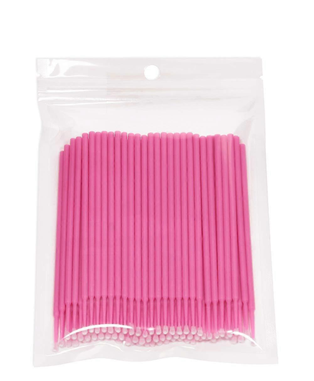 100 Pcs Micro Brush Applicators with Flexible Precision Tip for Eyelash Extensions and Dental Use (Pink)