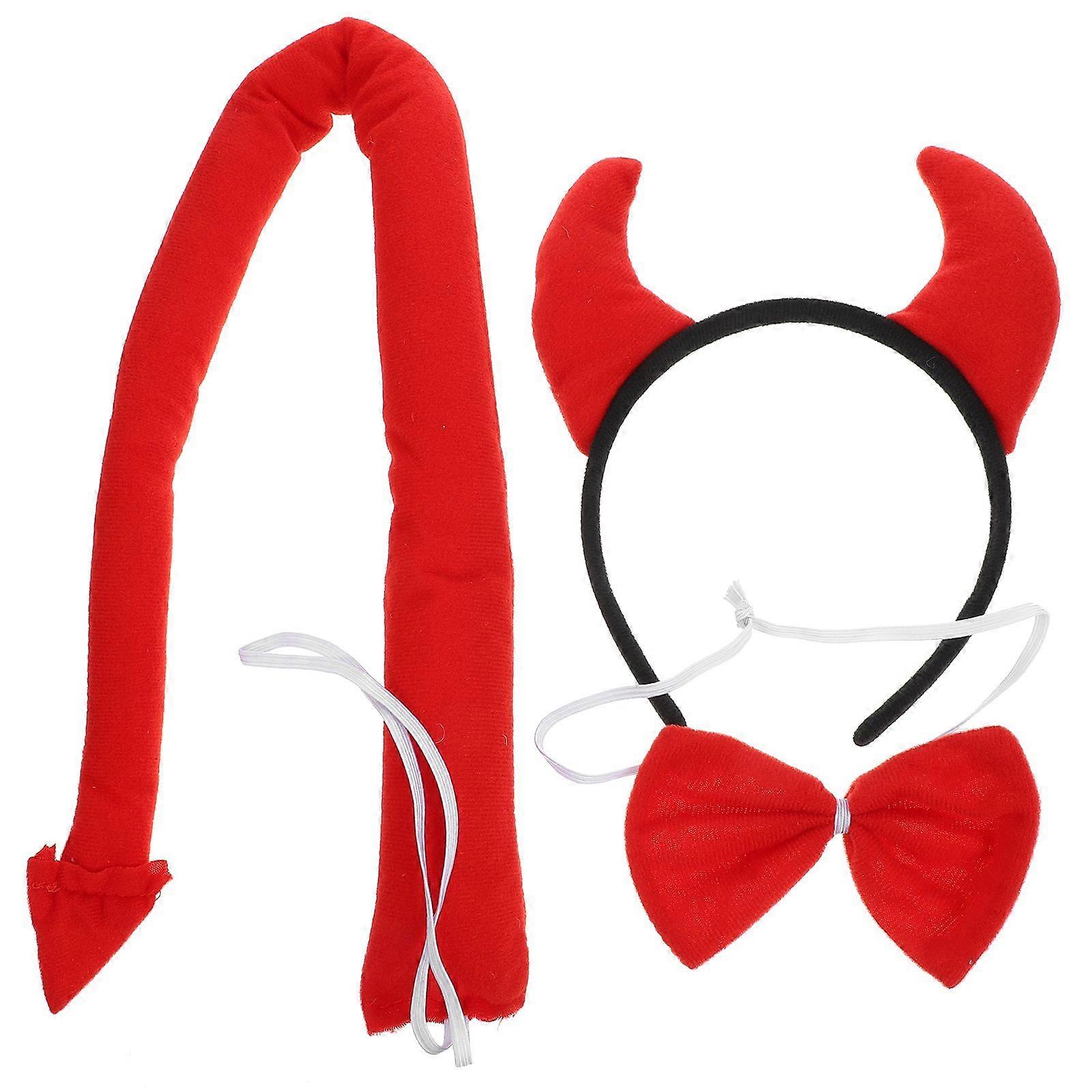 1 Set Halloween Cosplay Devil Costume Devil Tail Headband Bowtie Devil Cosplay Costume