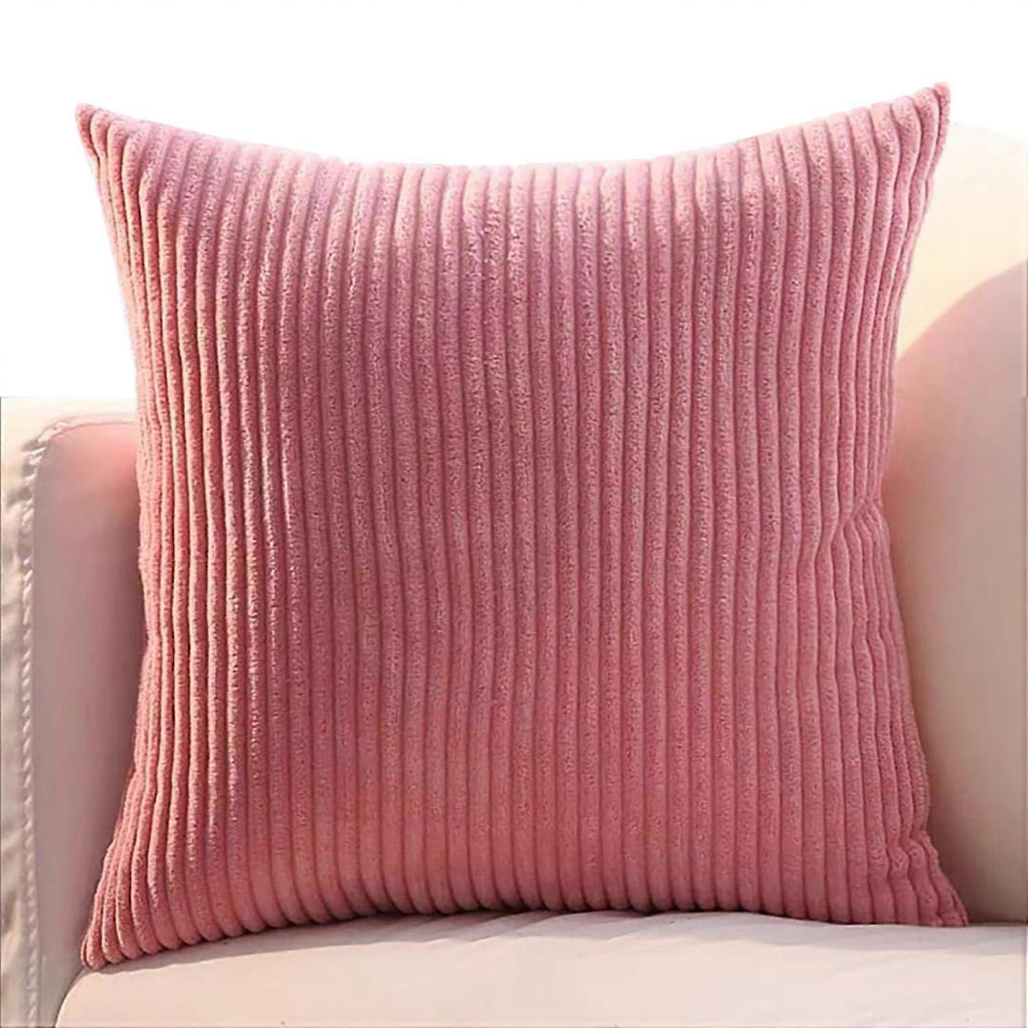 Corduroy Pillow Covers 18x18 Soft Breathable Fabric with Invisible Zipper for Sofa and Bedroom