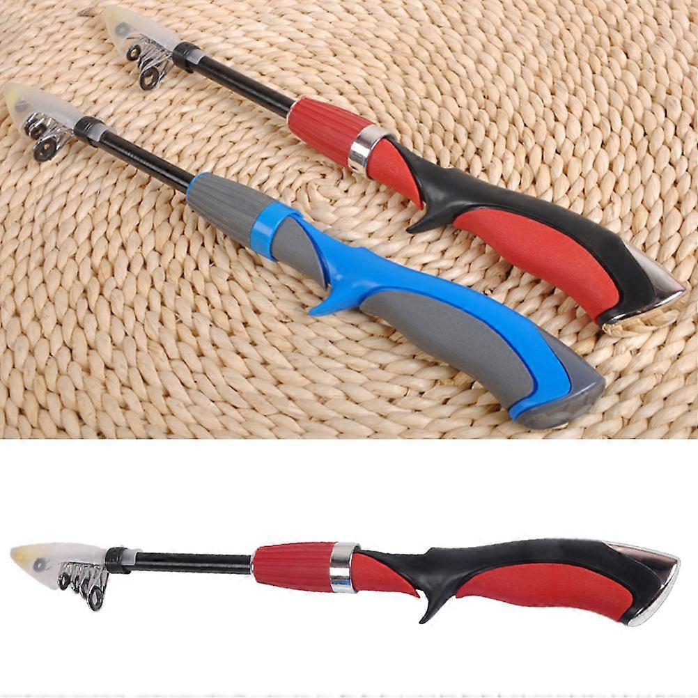 Portable Fishing Rod Mini Fishing Rod Fishing Accessory Fishing Outdoor Activities Red Retractable Rod 1Set