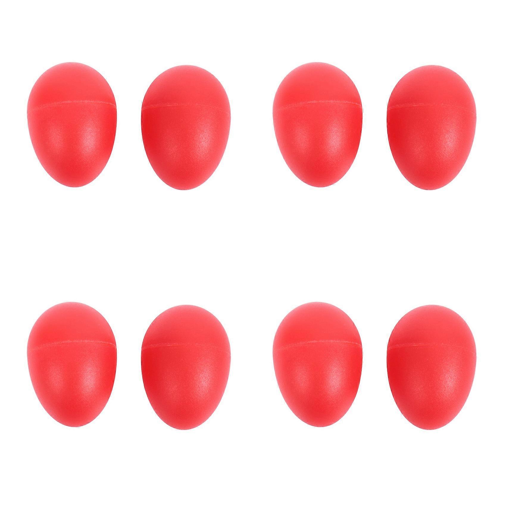 4 Pair Plastic Percussion Musical Egg Maracas Shakers Red