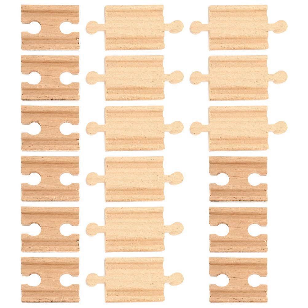 Wooden Train Track Set 18pcs Compatible Smooth Surface Assorted Color for Playing