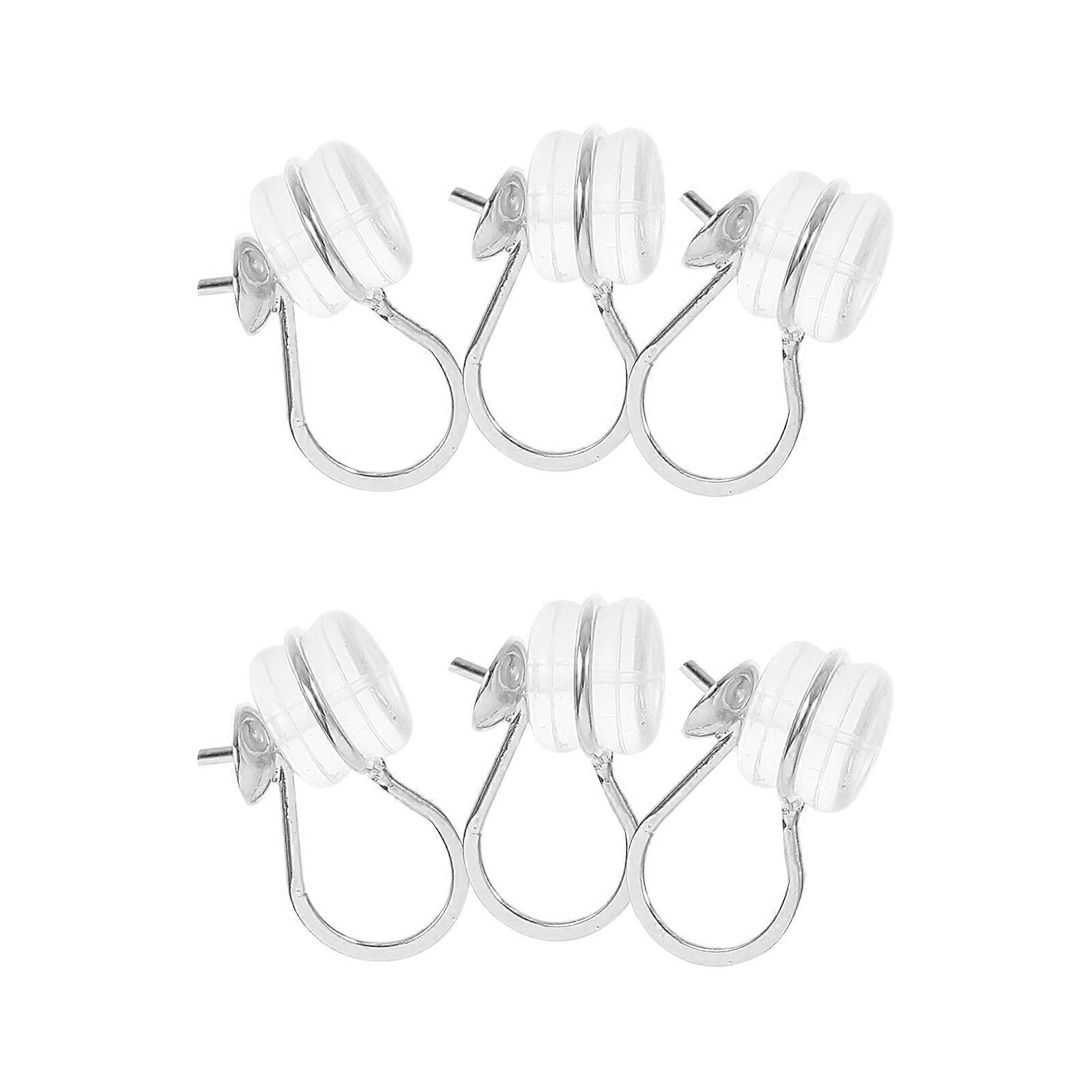 Silver Non-Pierced Ear Clips Ear Stud Base for DIY Decoration 6Pcs