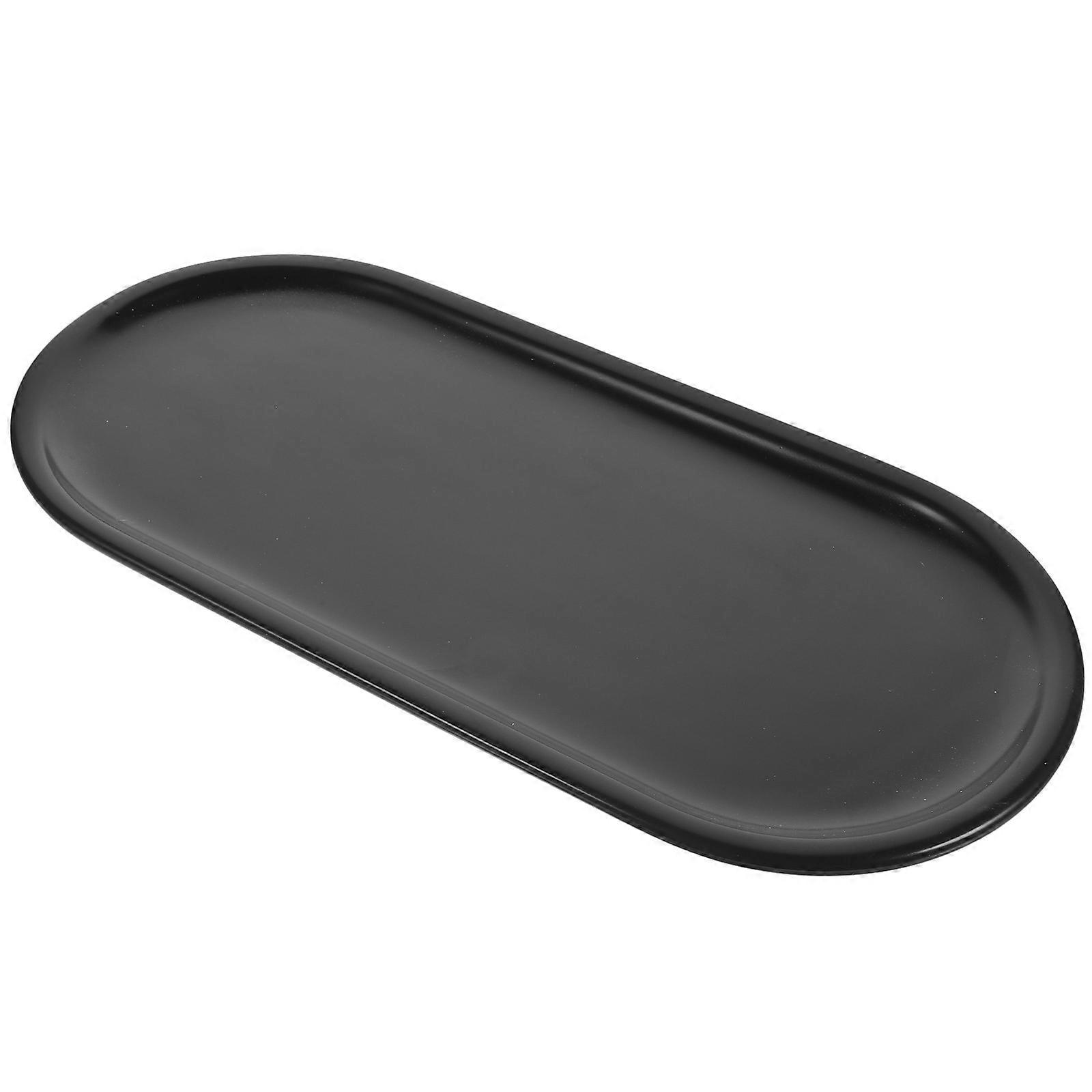 Small Ceramic Storage Tray for Bathroom Vanity Black Counter Holder