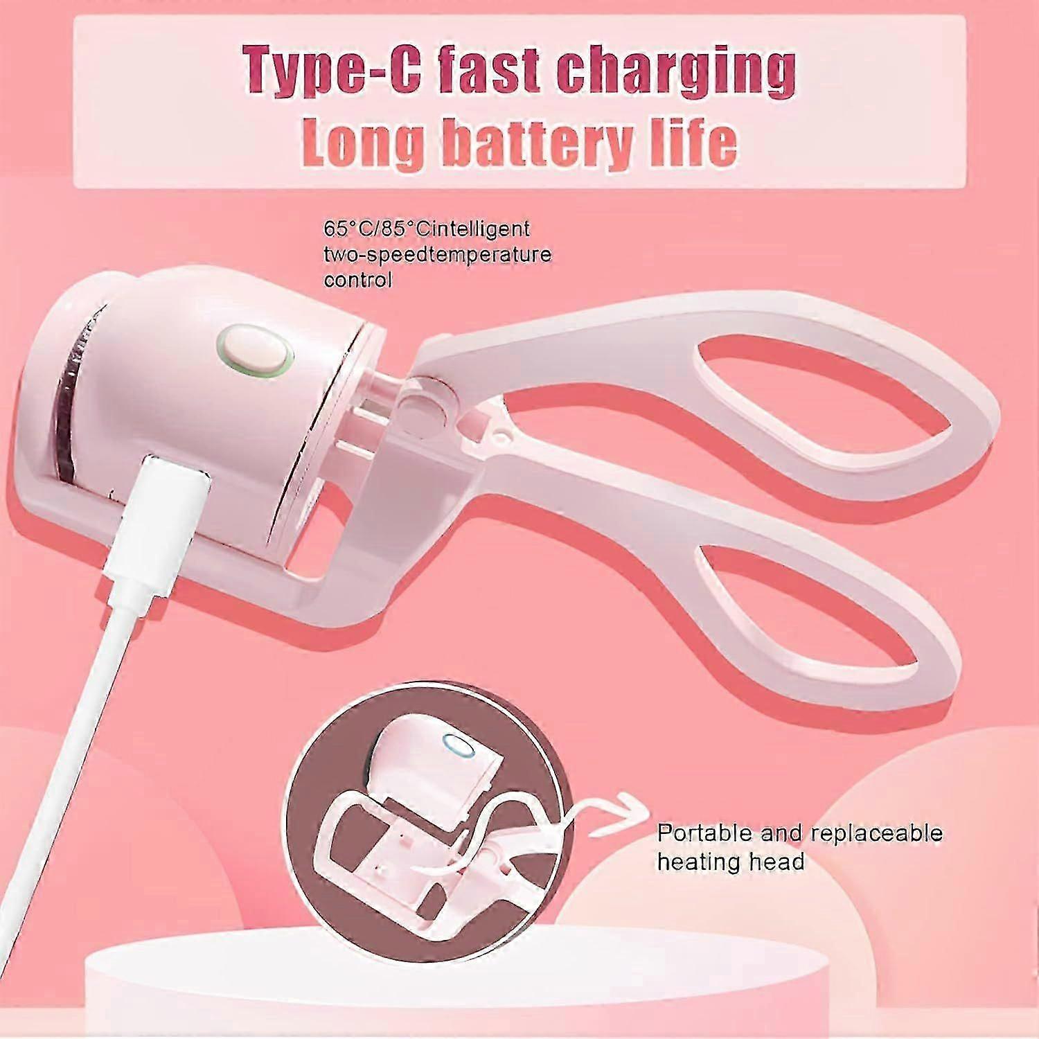 Heated Eyelash Curler Rechargeable (Pink)