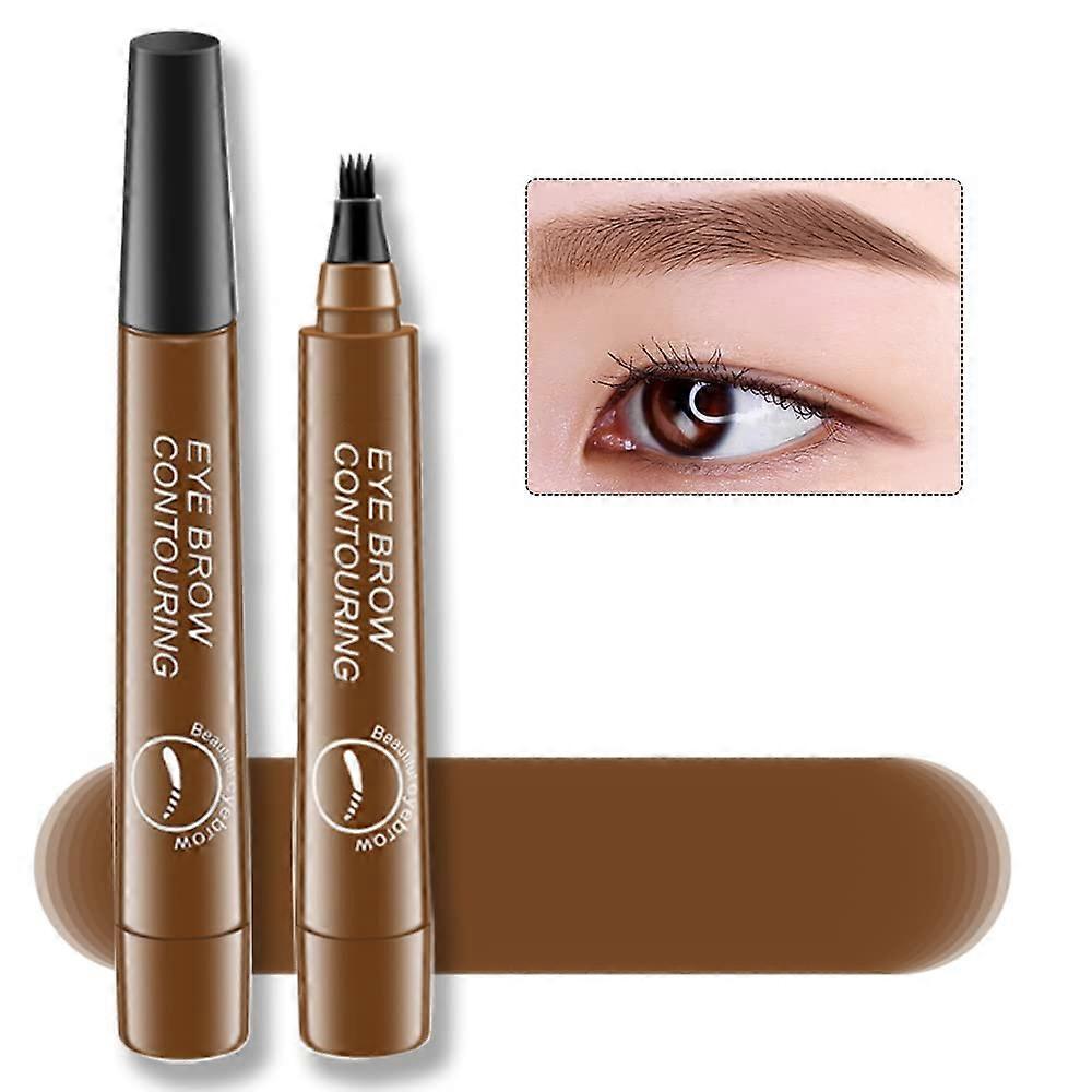 Waterproof Microblading Eyebrow Pen with FourPronged Precision Tip, Long Lasting Smudge Proof Light Brown