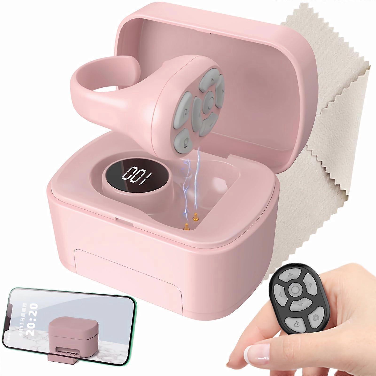 Bluetooth Remote Ring for TikTok Scrolling and Kindle Page Turning, Wireless Control for iPhone Android Pink