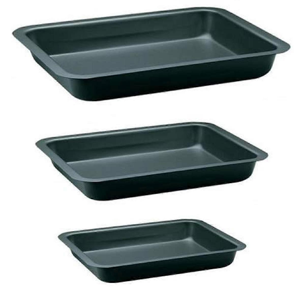 3 Size Non Stick Baking Trays and Roasting Pans Set, Oven Safe Easy Clean Kitchen Cookware
