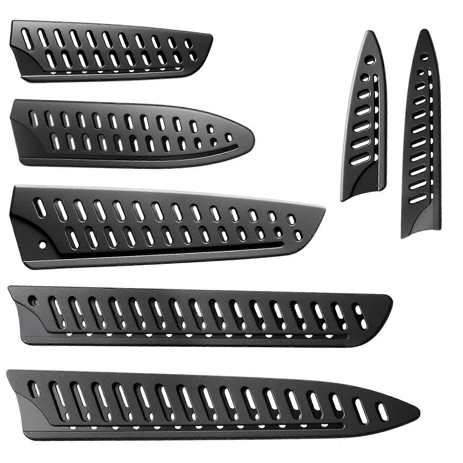 Universal Knife Sheath Set 7PCS Plastic Kitchen Knife Covers with Complete Blade Protection Black