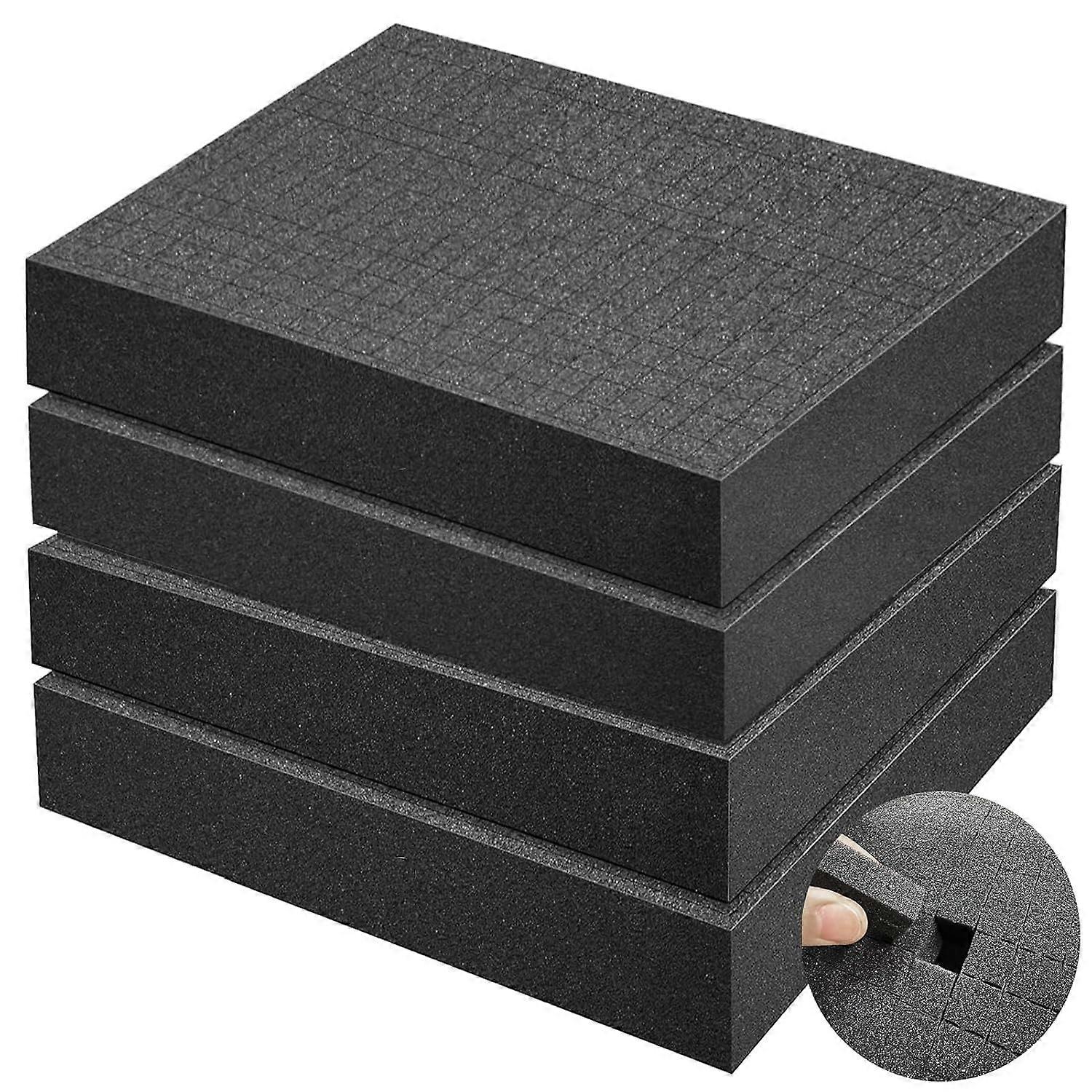 Pick and Pluck Foam Inserts 16x12x2  ShockAbsorbing Padding for Gun Case Tool Box Camera (4 Pack Black)