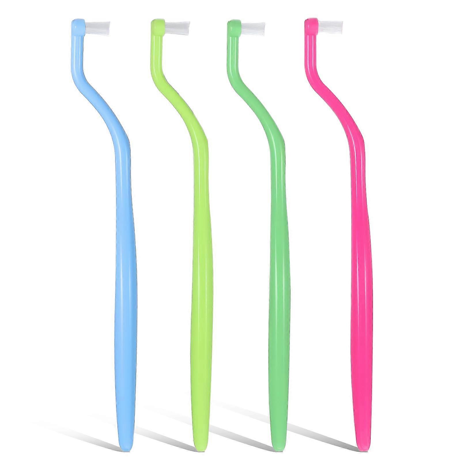 4 PCS Orthodontic End Tuft Toothbrush for Braces and Implants, Compact Design with Precise Control Grip