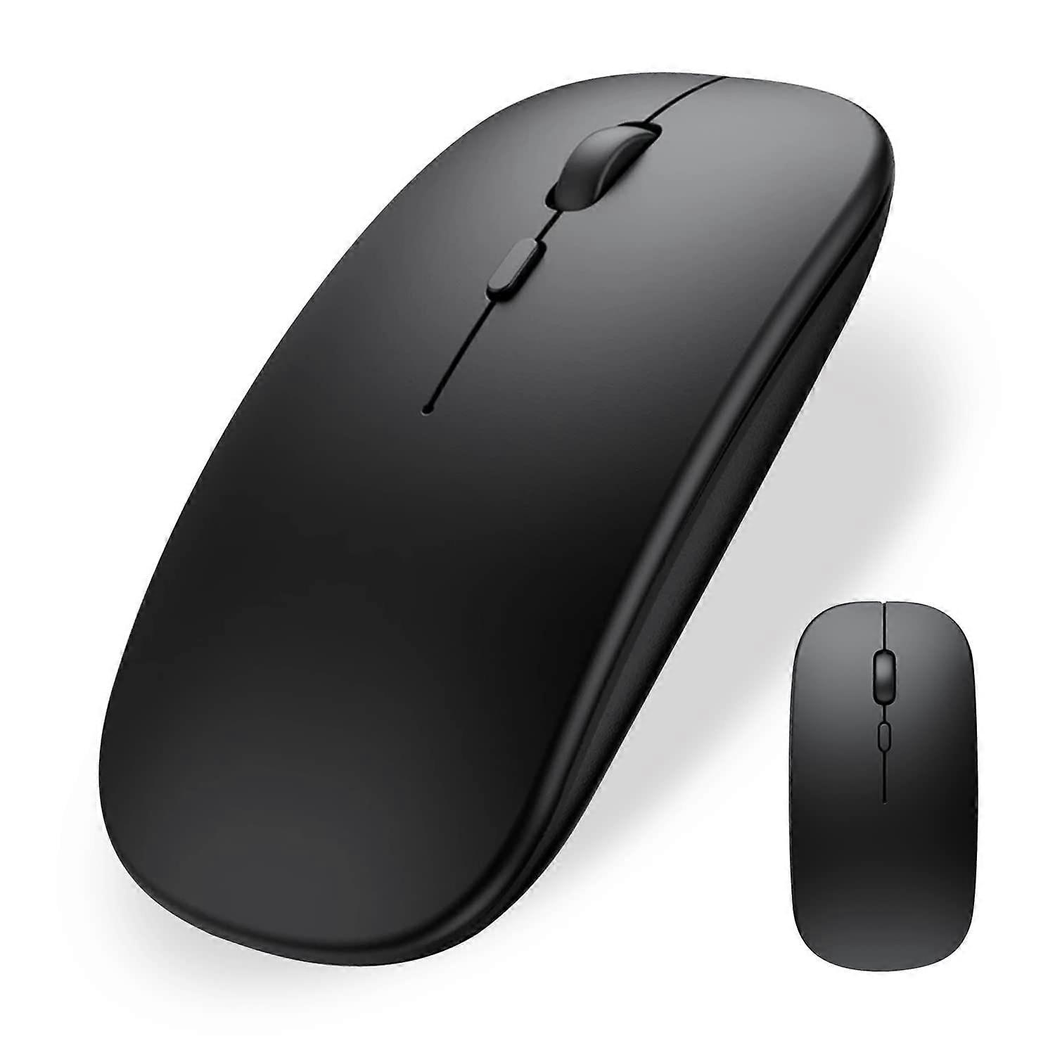 Wireless Bluetooth Mouse, Rechargeable Slim Silent Mouse for iPad MacBook Laptop PC and Surface Pro Tablet, Black