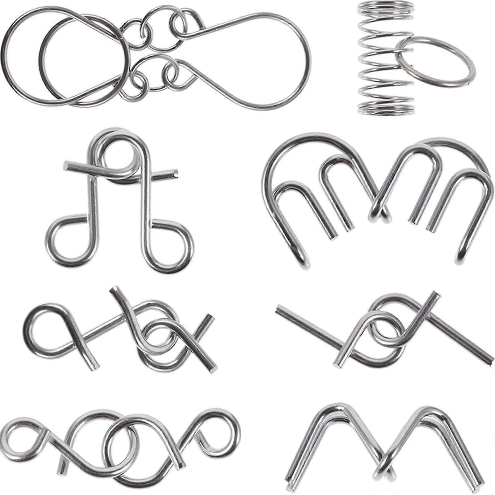 8Pcs Elders Brain Teaser Puzzles Interactive Metal Puzzles Metal Elderly  Toy Elders Supply