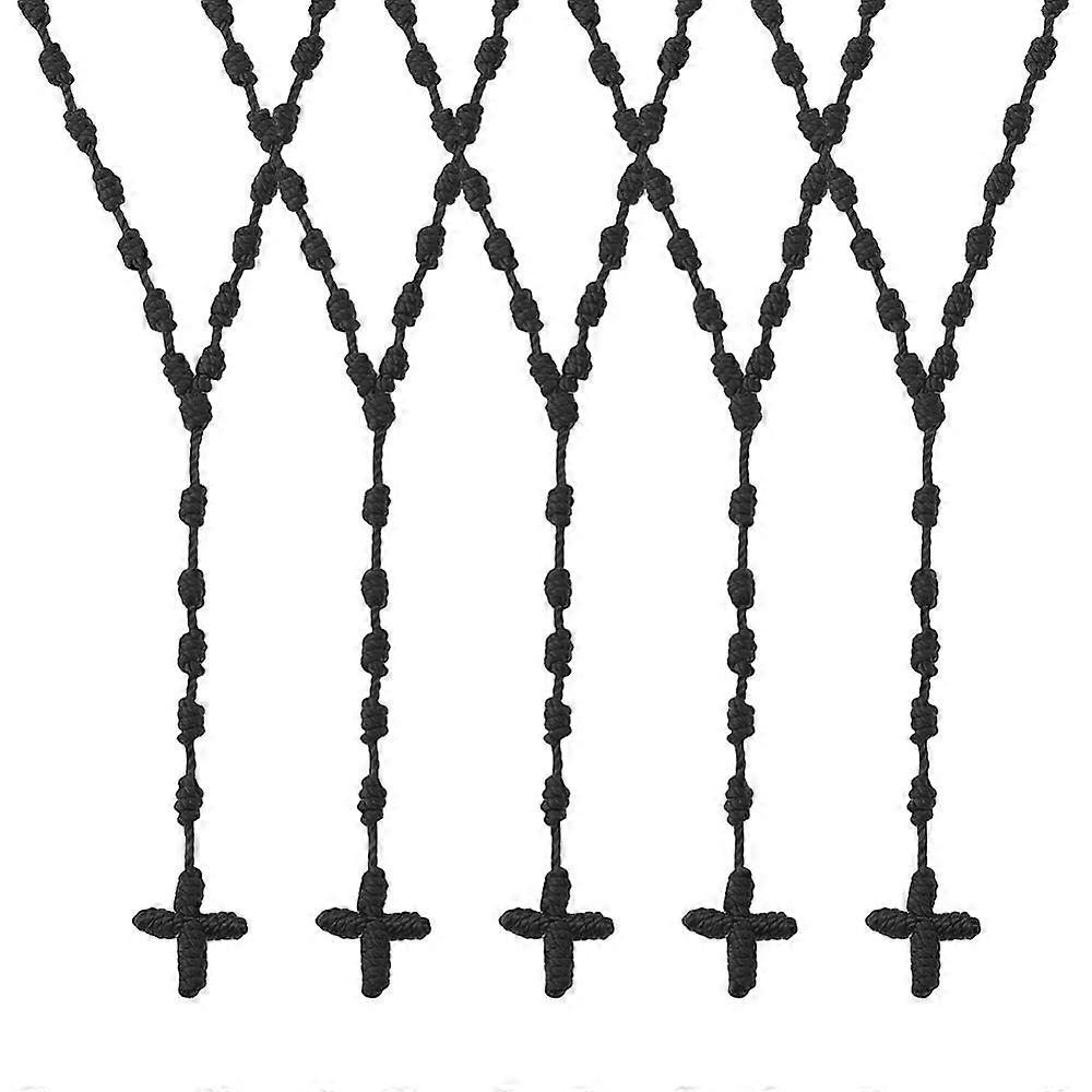 Conjunto de 5 colares com pingente em cordão de nylon preto, 74 cm (29,13 polegadas) de comprimento.