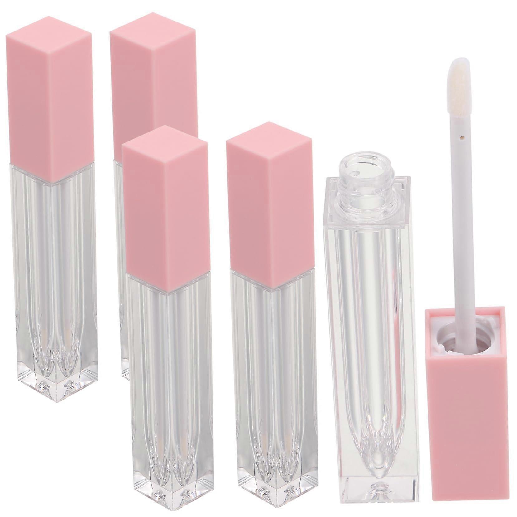 Refillable Square Clear Lip Gloss Tubes 5pcs Empty Containers for DIY Makeup Travel Reusable Design